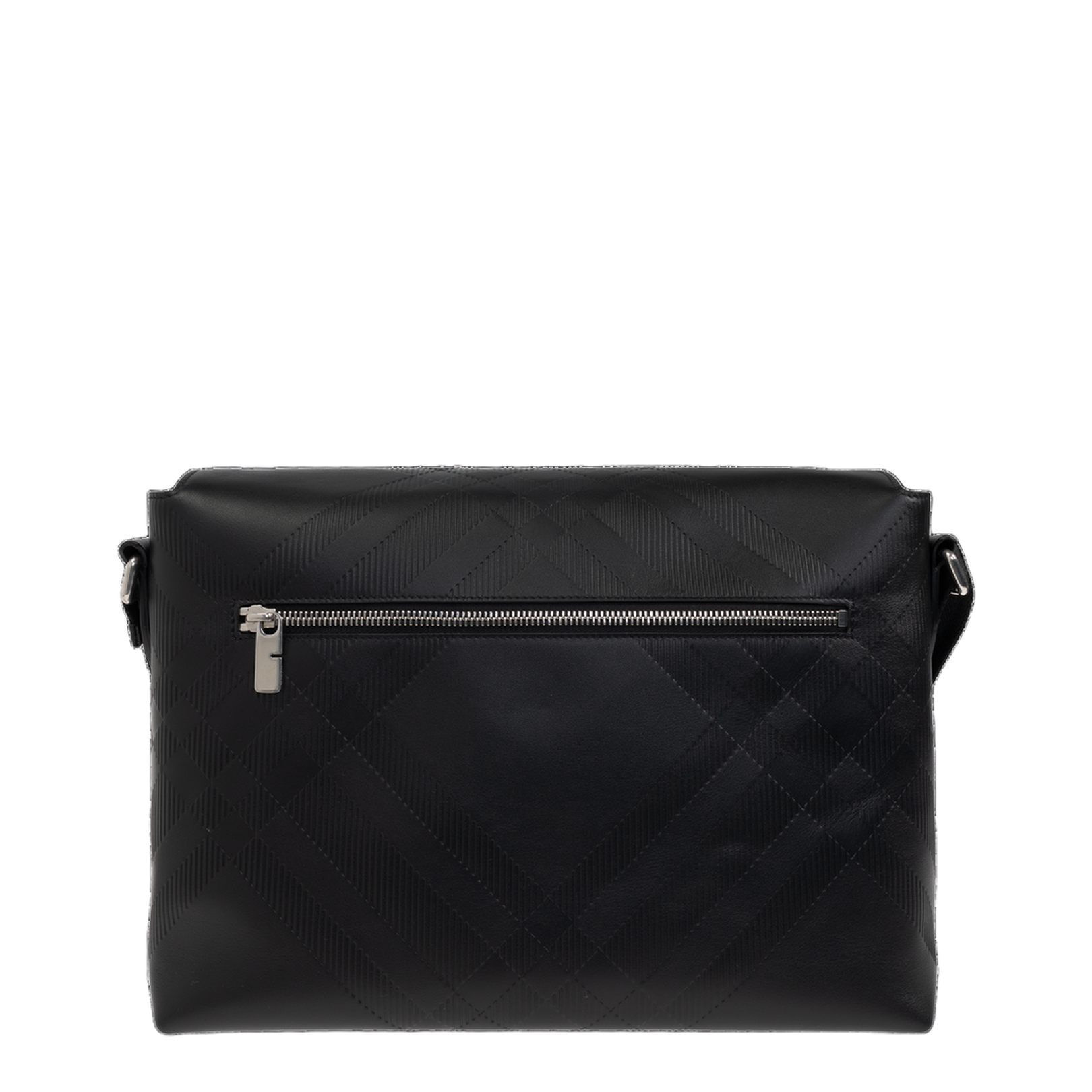 Embossed Check Buckle Messenger Bag - Black - Image 3