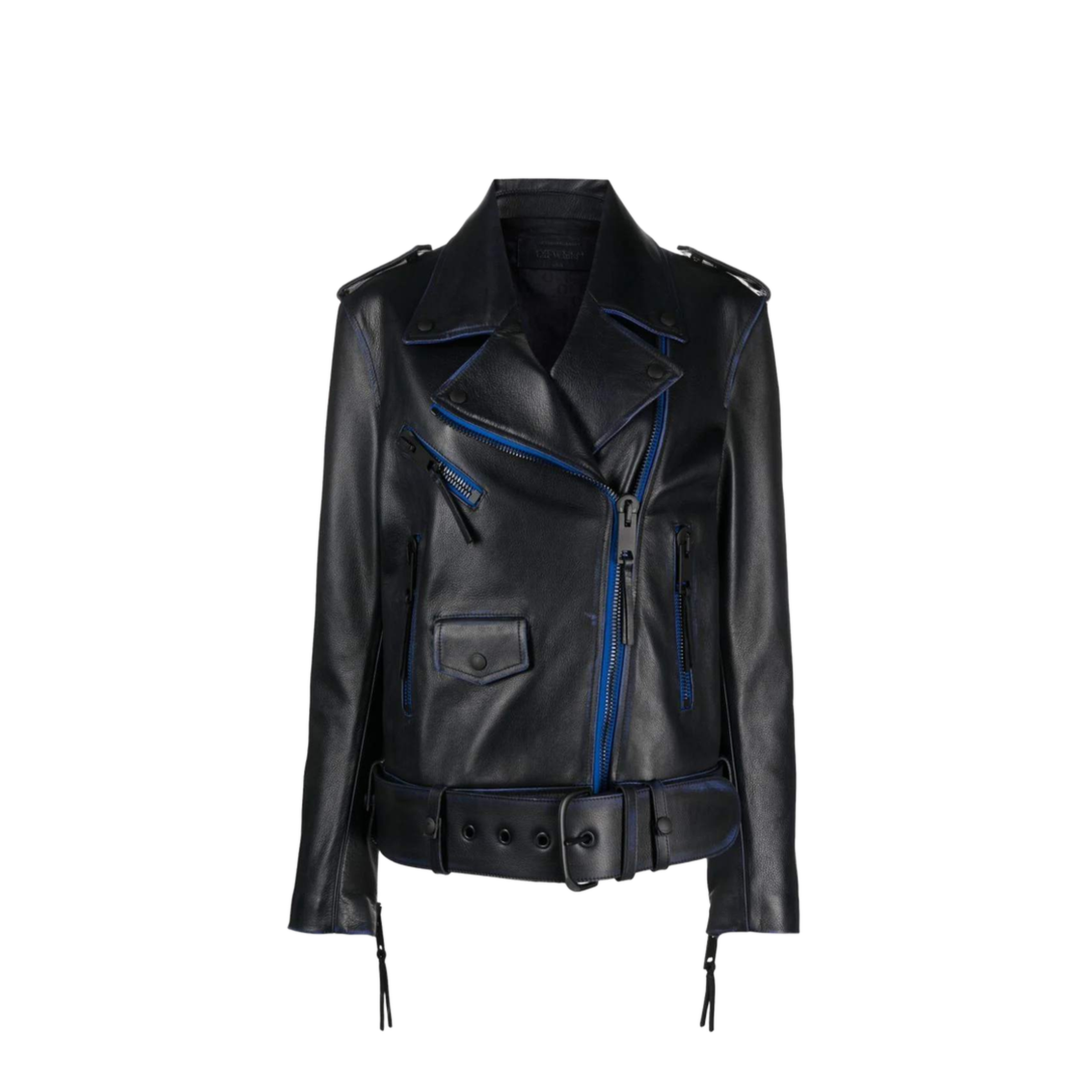 Contrast-Trim Leather Jacket - Image 1