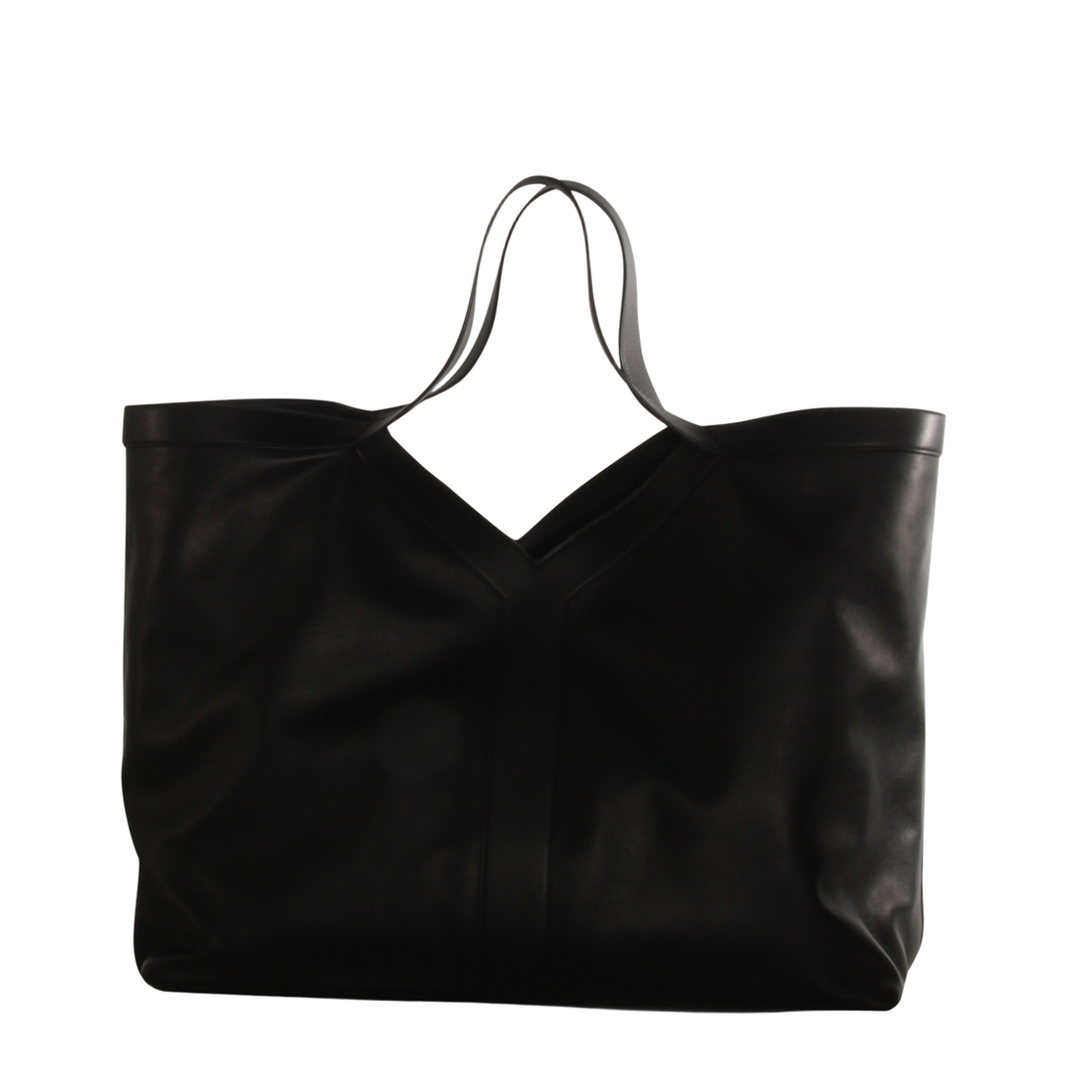 Y Maxi Leather Top Handle Bag - Black - Image 1