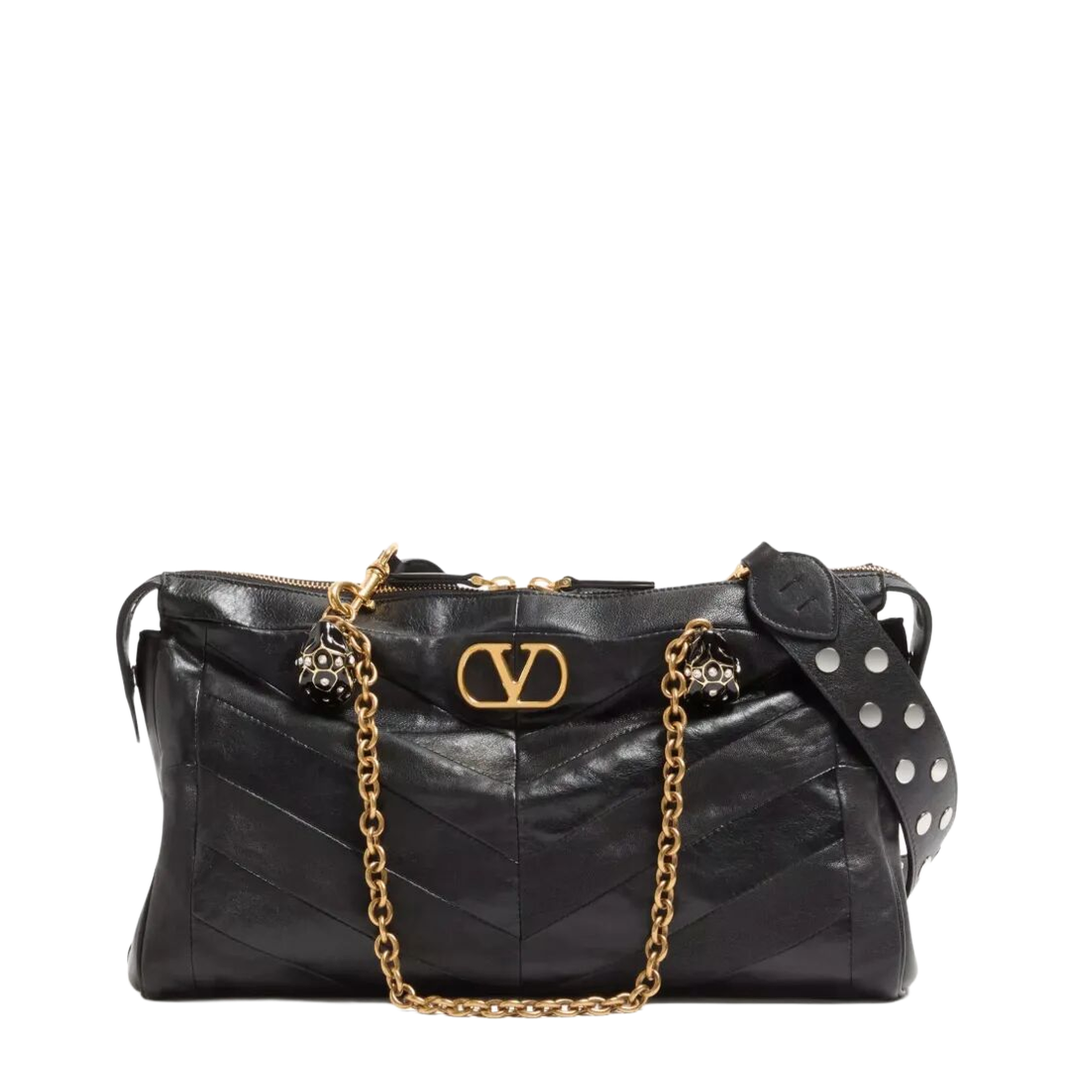 Panthea Shoulder Bag in Nappa Leather with Chevron Pattern - Image 1