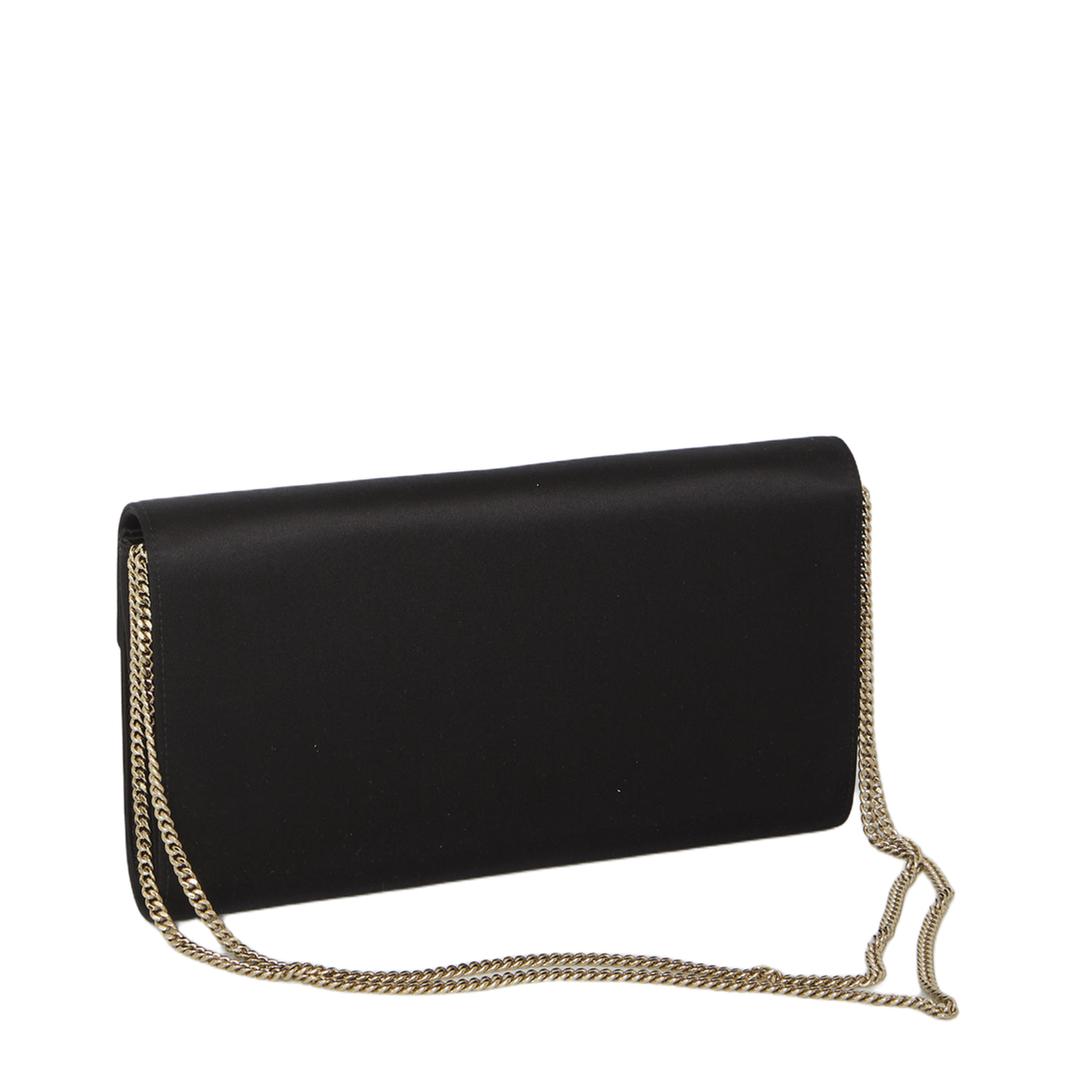 Efflorescence Silk Blend Satin Clutch - Black - Image 2