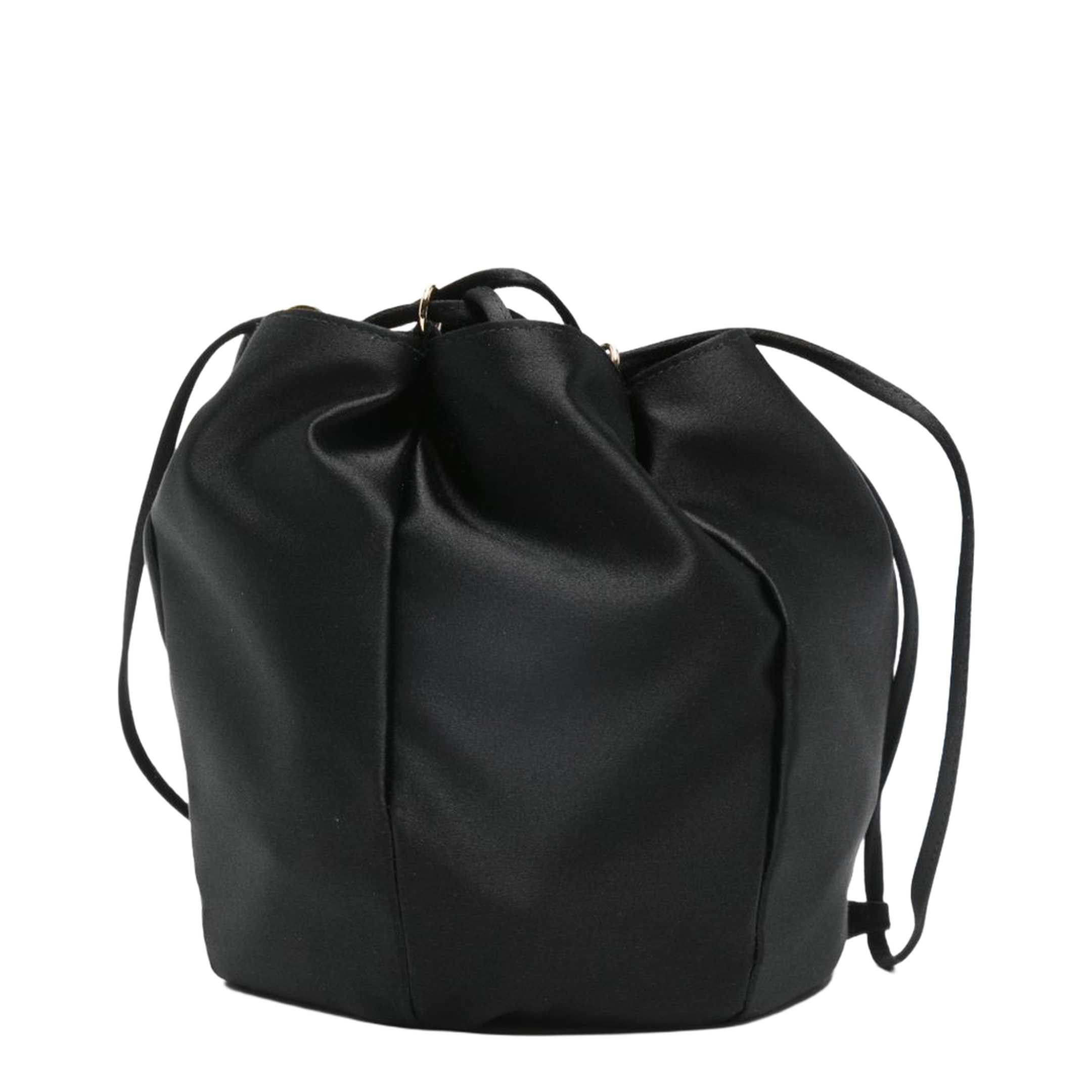 Mini Silk Viscose Bucket Bag - Black - Image 2