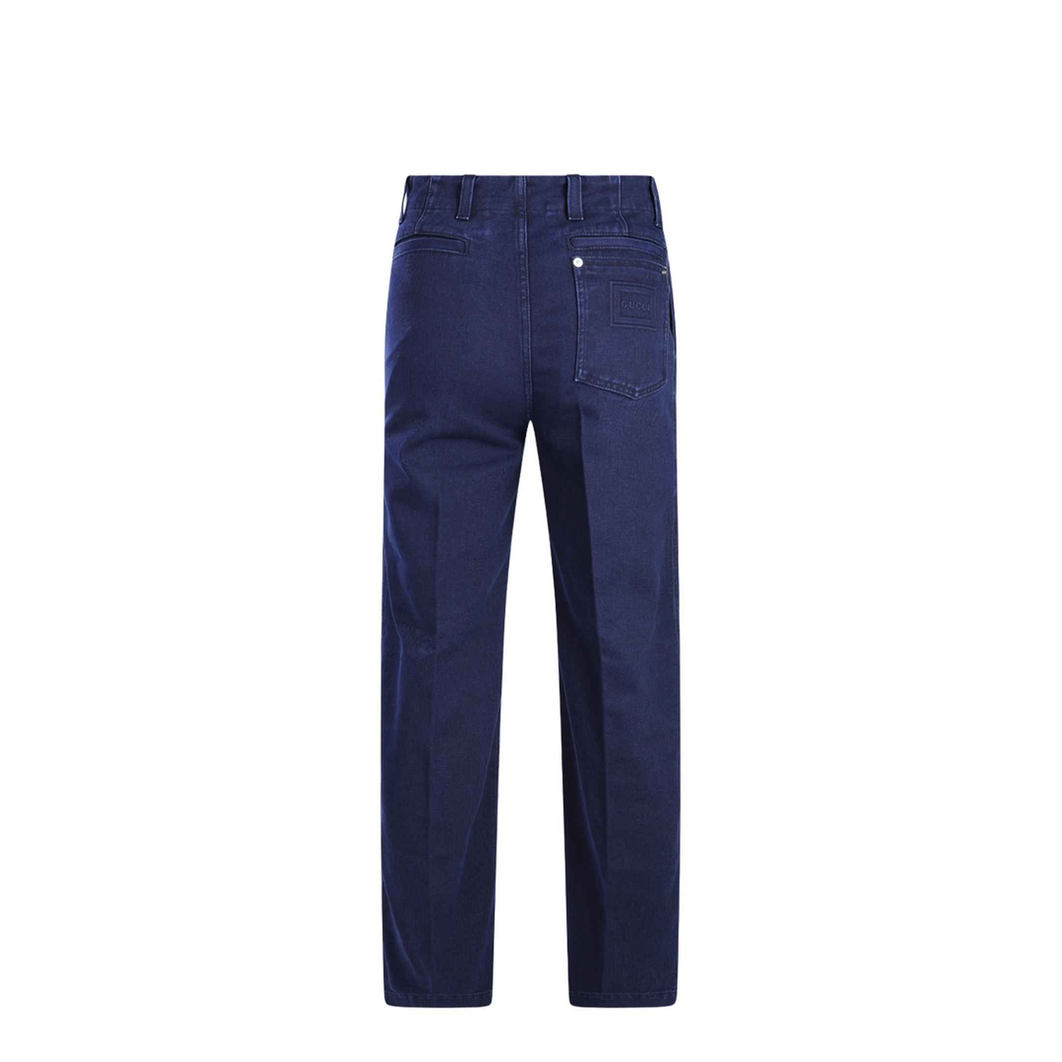 Washed Denim Pant with Embossed Label in Dark Blue - Image 3