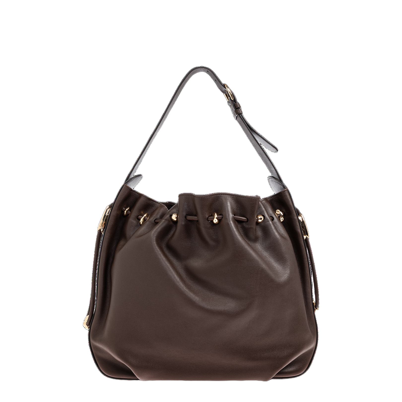 Halcyon Large Calf Leather Shoulder Bag - Dark Brown - Image 2