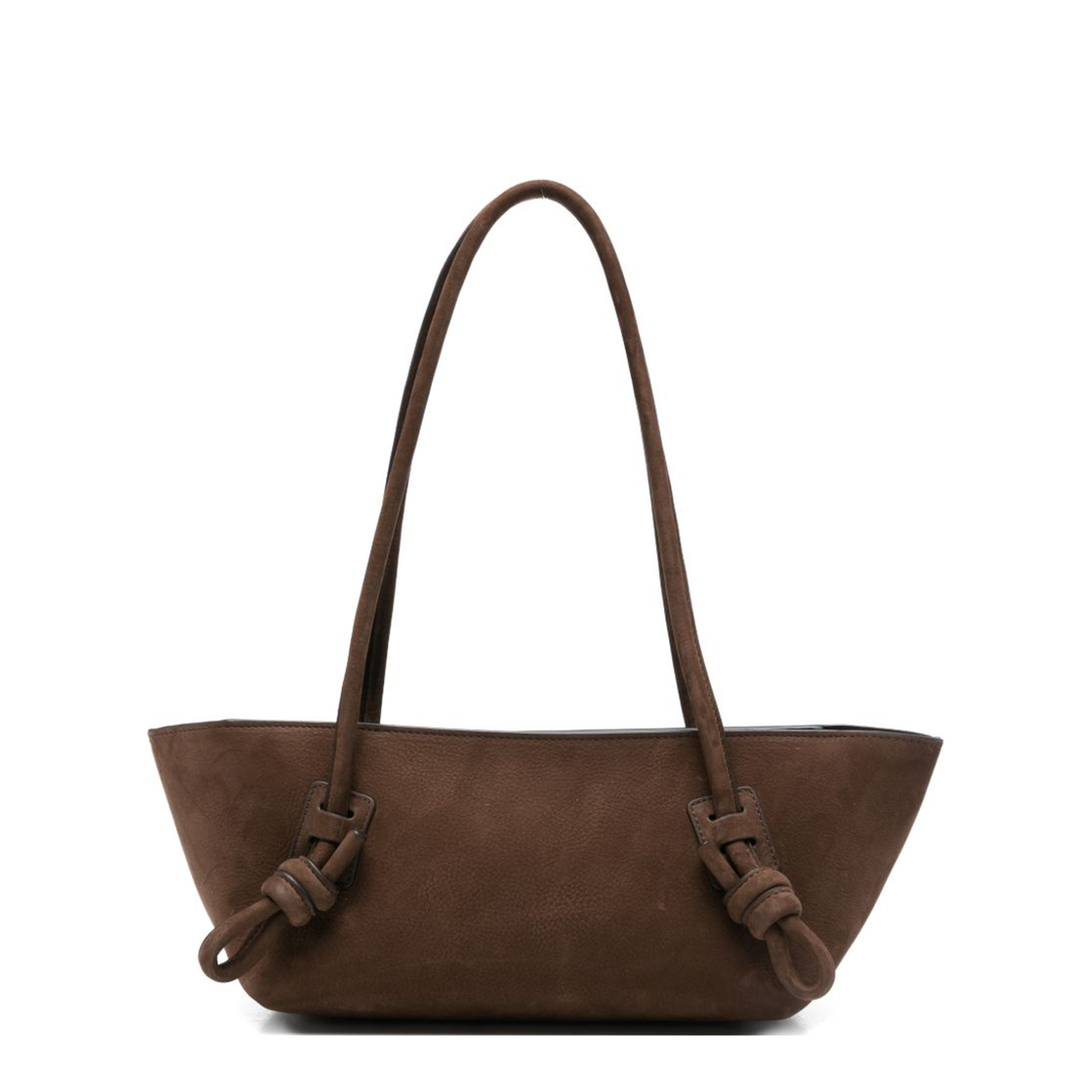 Fleca Nubuck Knotted-Handle Shoulder Bag - Brown - Image 1