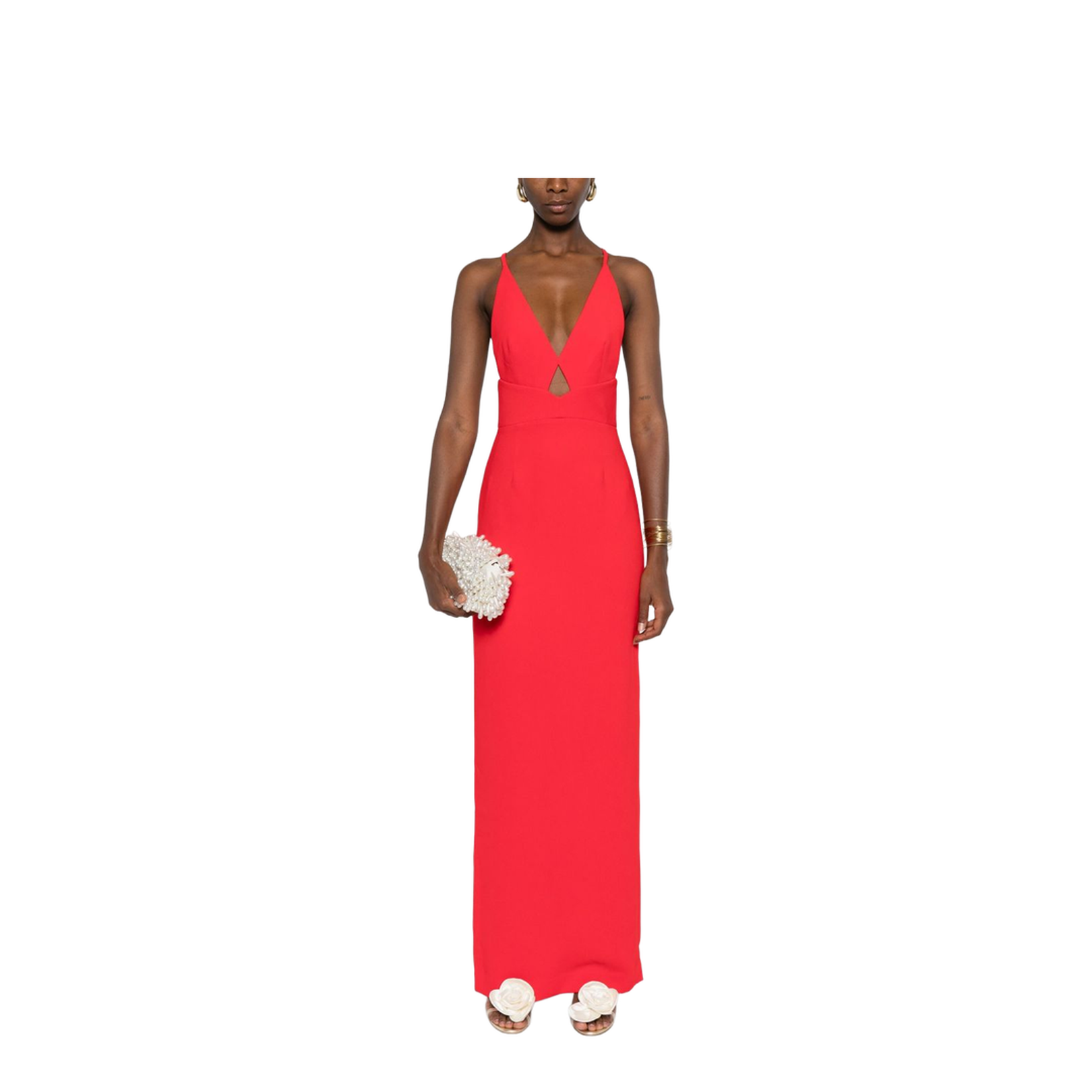 Cross-Back Straps Maxi Dress V-Neck - Image 3