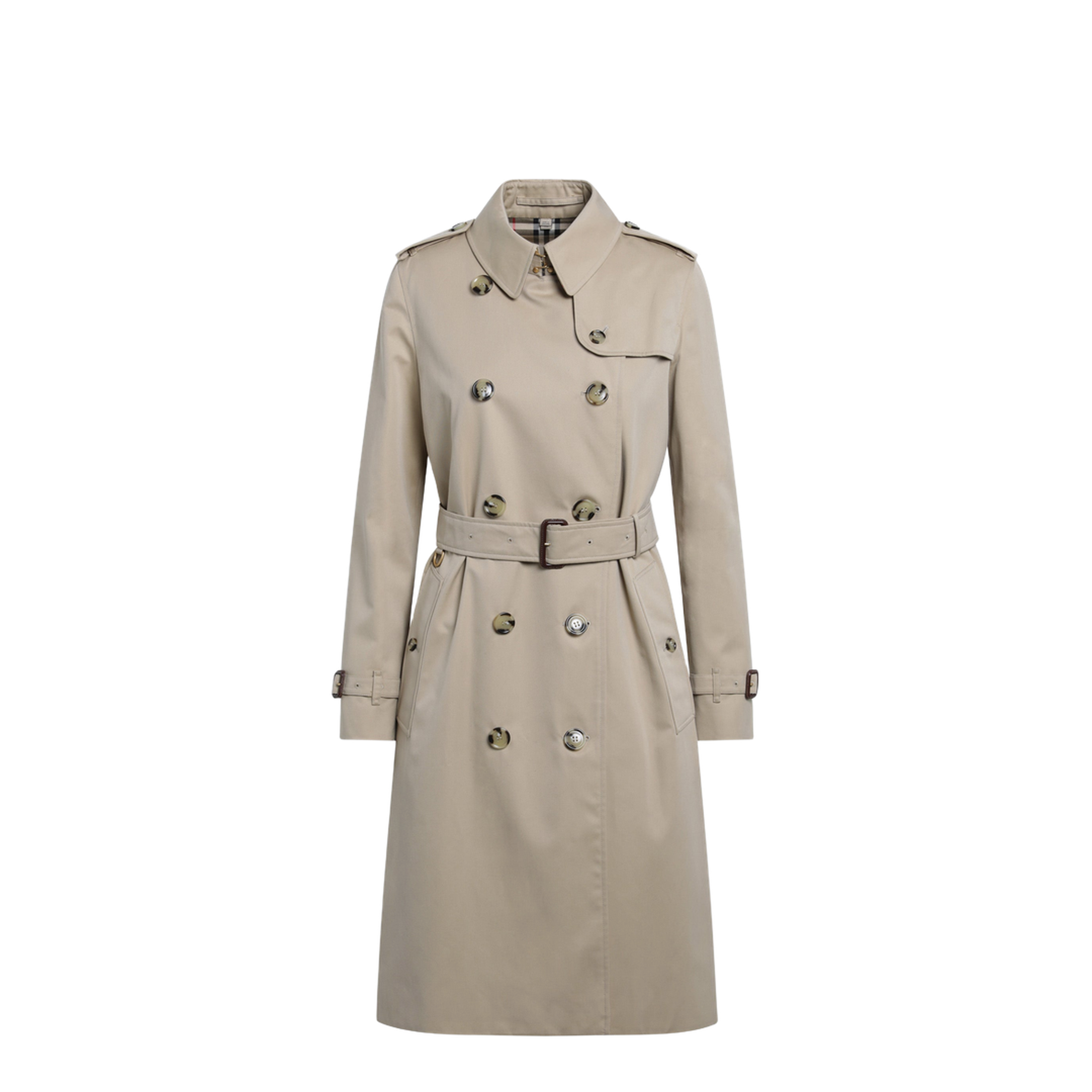 Long Kensington Heritage Cotton Trench Coat in Honey - Image 1