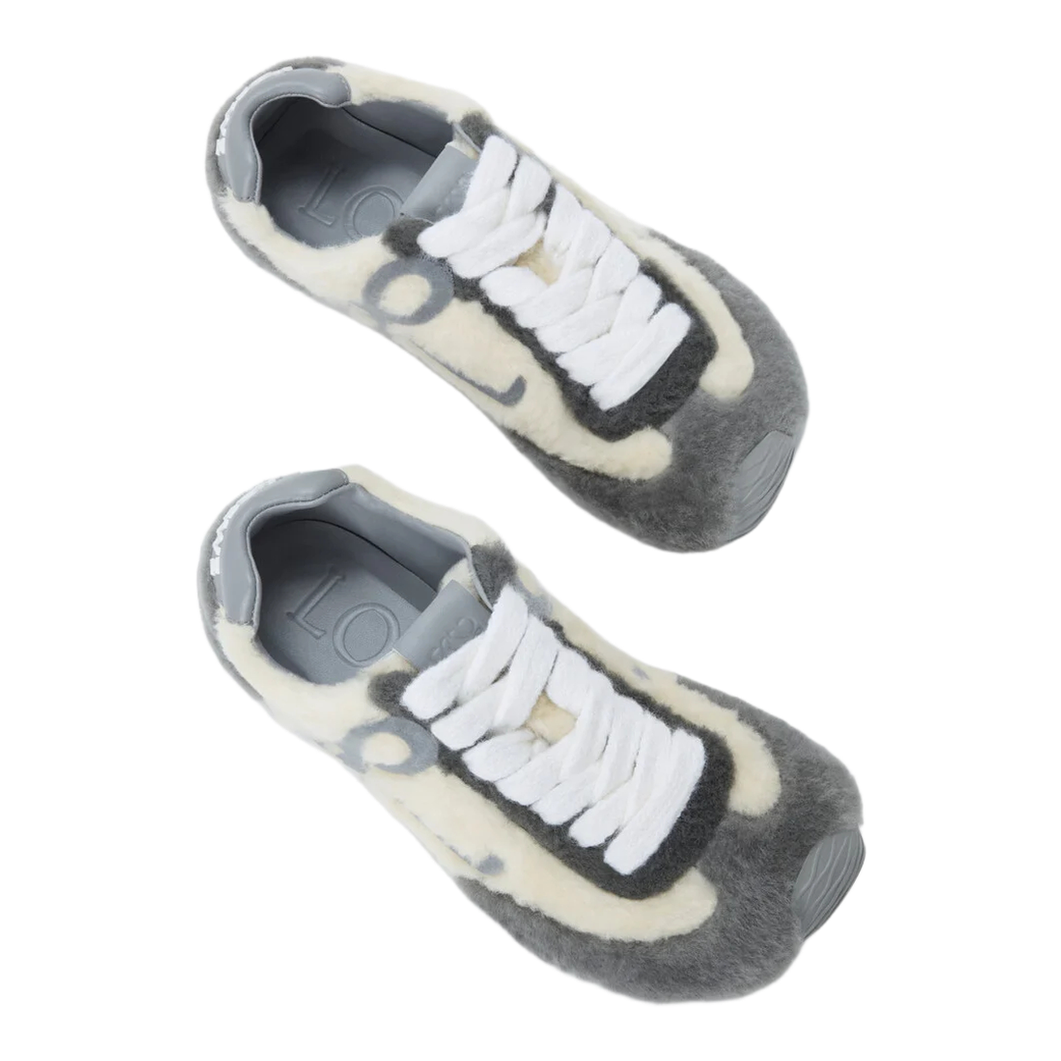 Ballet Runner Shearling Sneakers in White - Image 2
