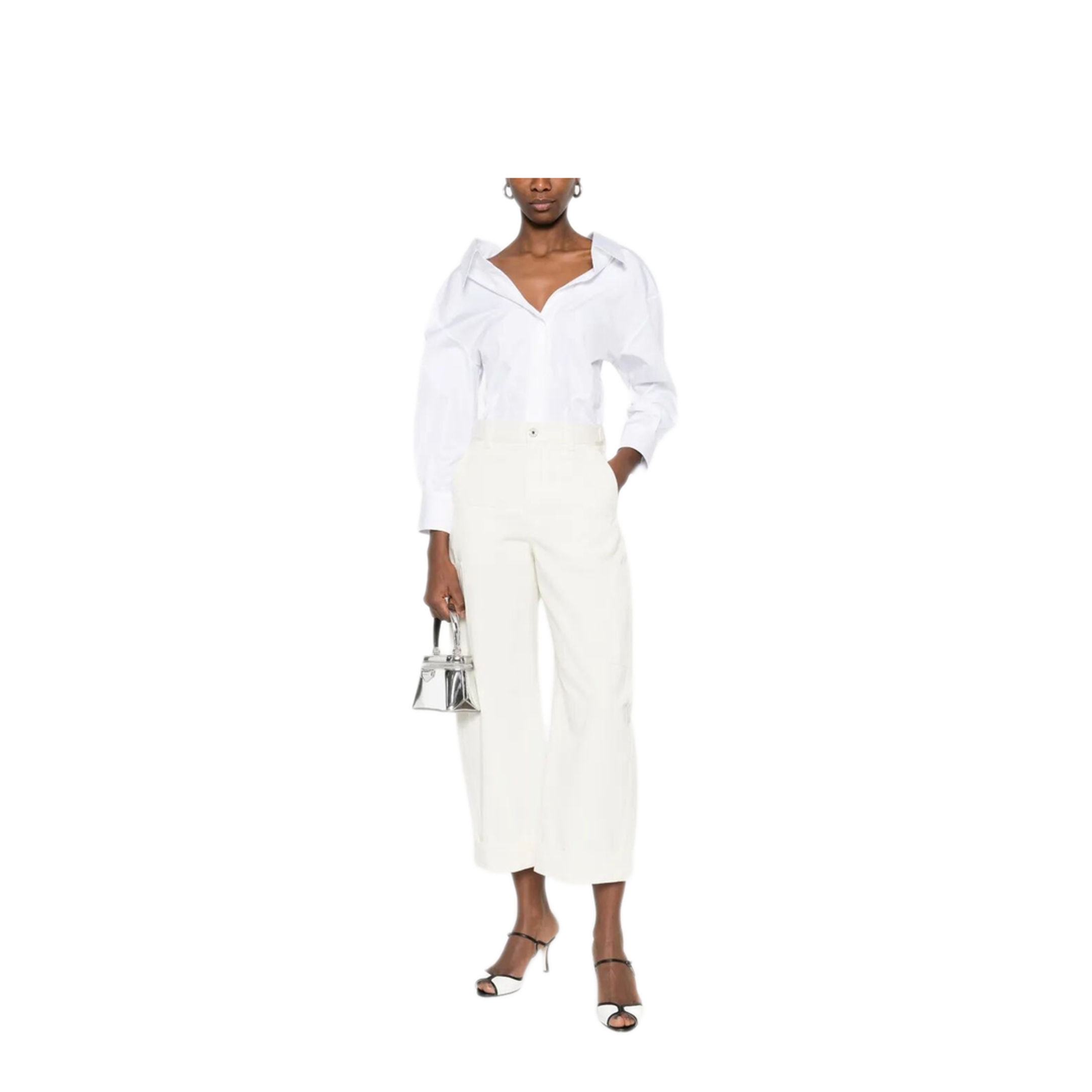 Cotton And Wool Cocoon Cropped Cargo Pants - Image 4
