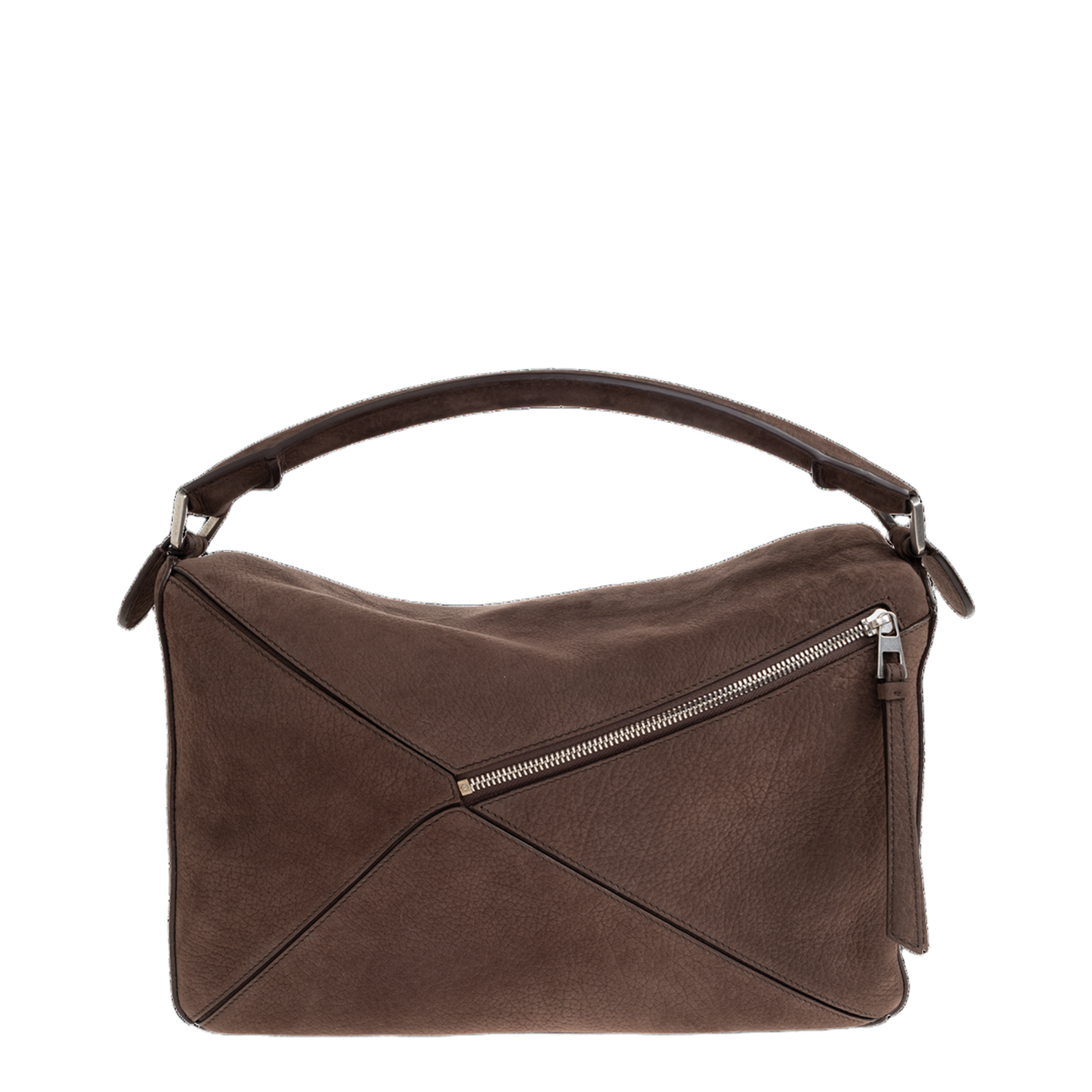 Puzzle Large Grained Nubuck Shoulder Bag - Dark Chestnut - Image 2