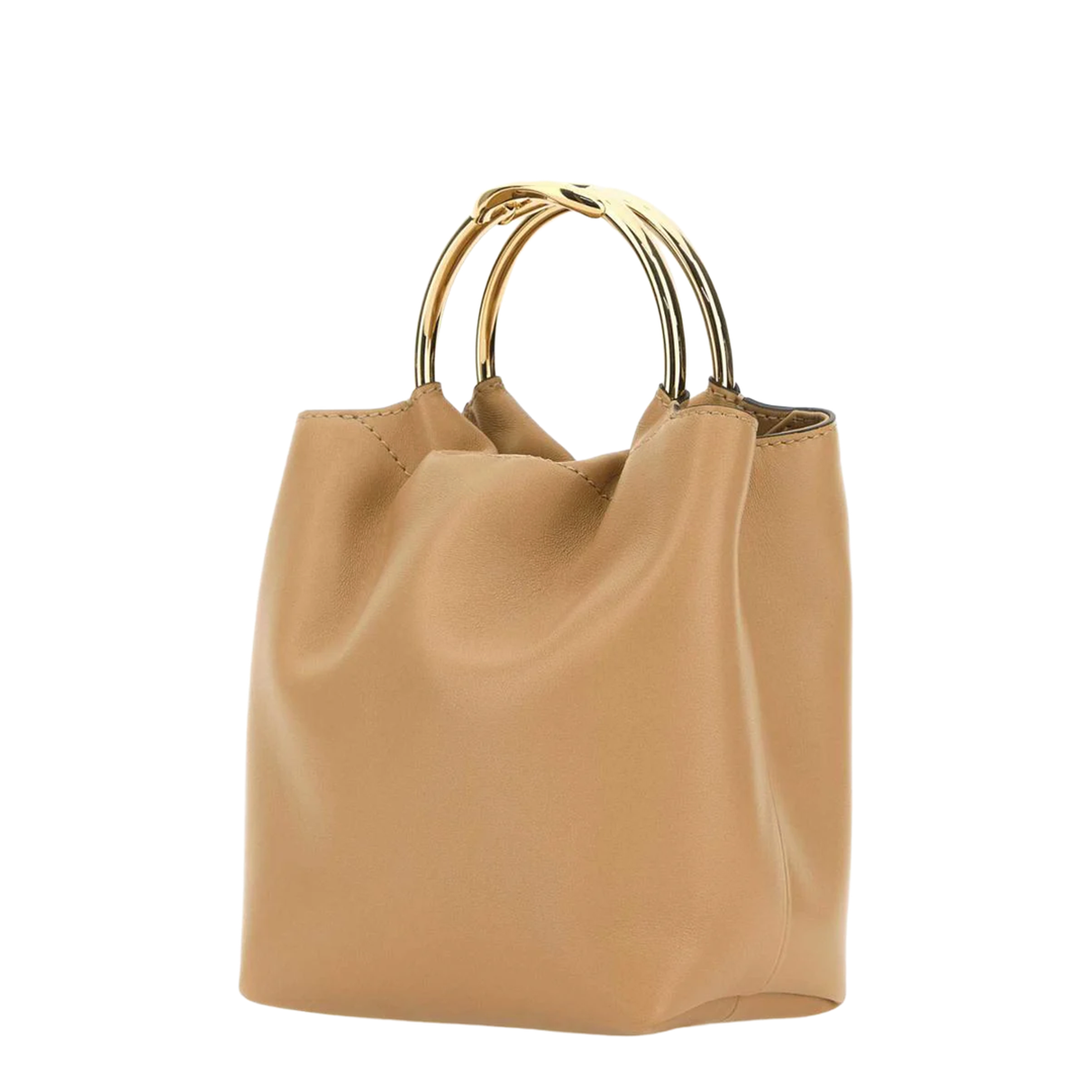 Leather Bucket Bag - Cappuccino - Image 2
