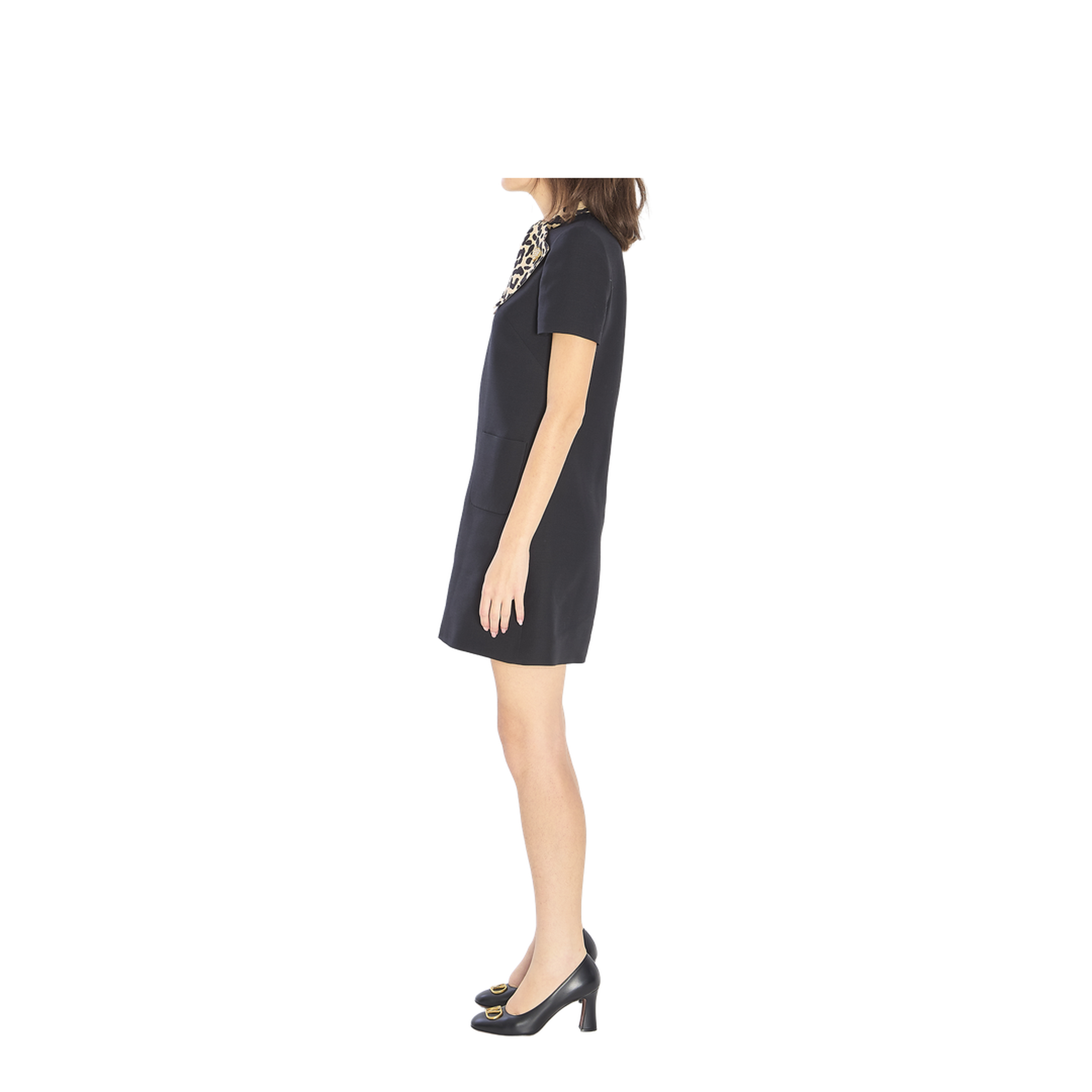 Black Dress with Bow on Front and Leopard Print - Image 3