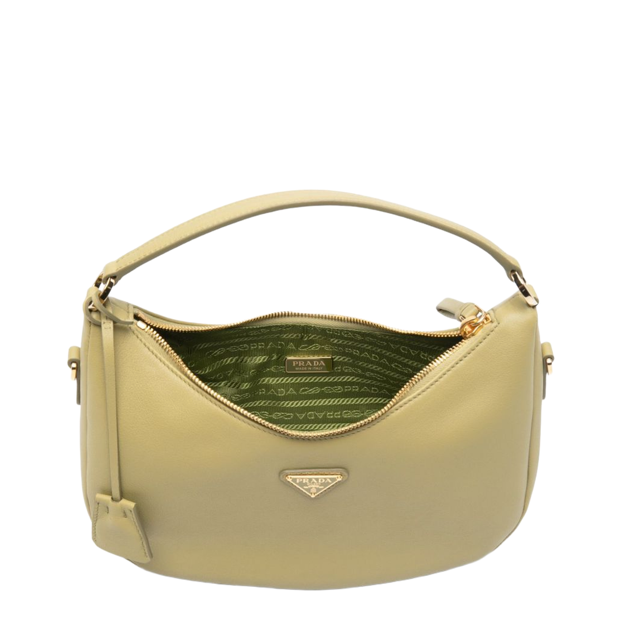 Triangle Logo Small Calfskin Shoulder Bag - Sage Green - Image 5