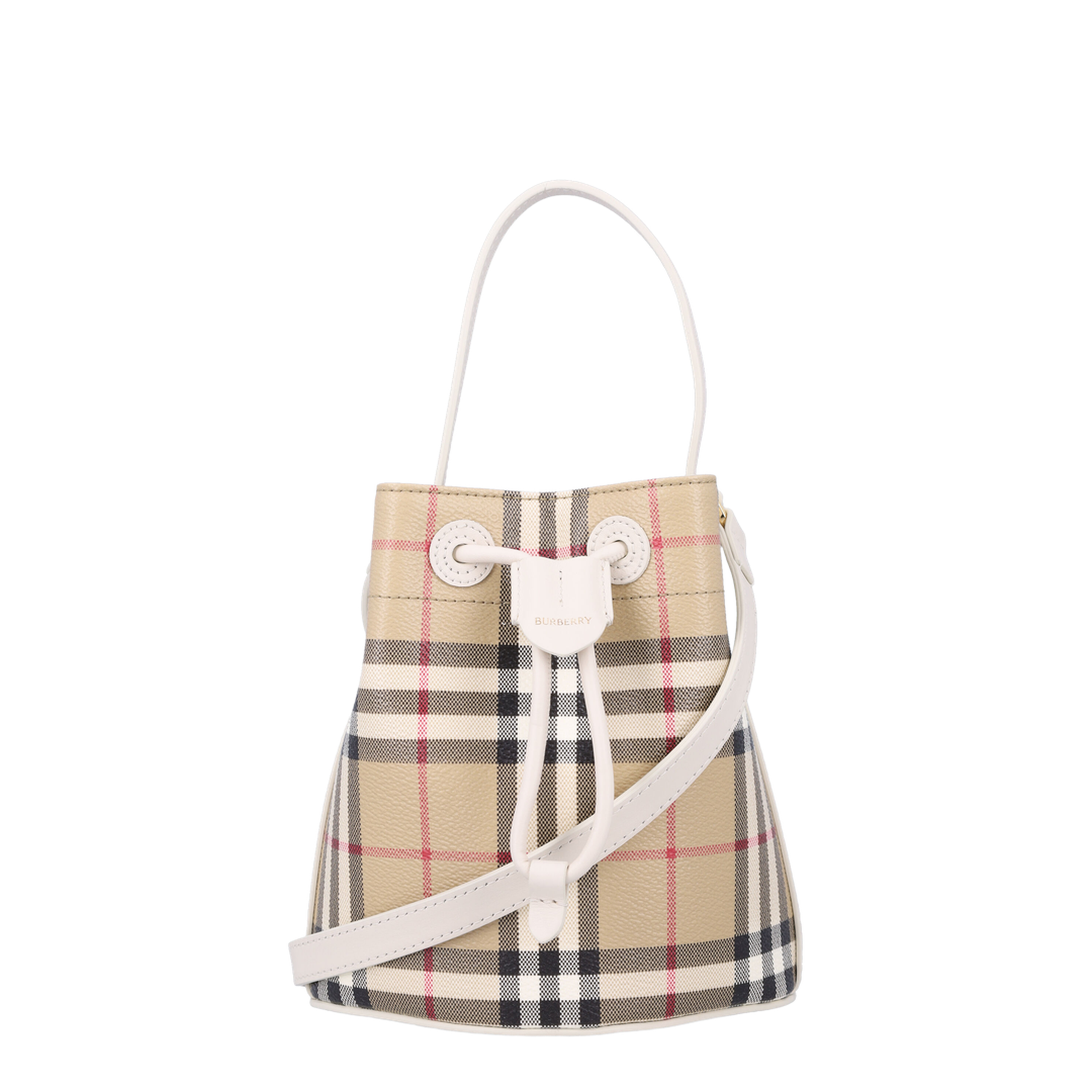 Mini Check Mini Coated Cotton-Blend Bucket Bag - Archive Beige/Soap Beige - Image 1