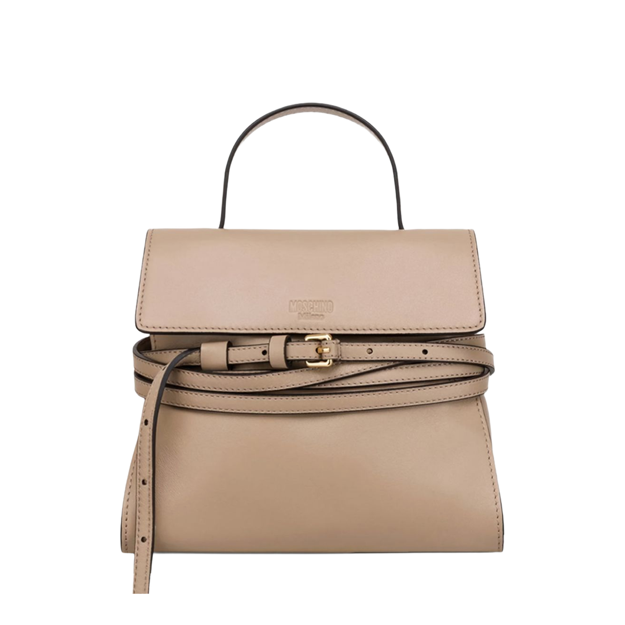 Tie Me Small Sheepskin Top-Handle Bag - Beige - Image 1