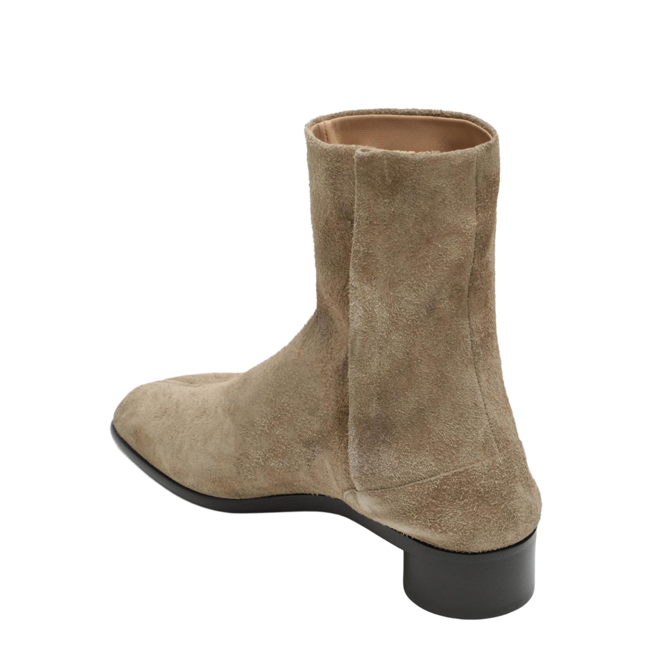 Beige Suede Tabi Ankle Boots - Image 2