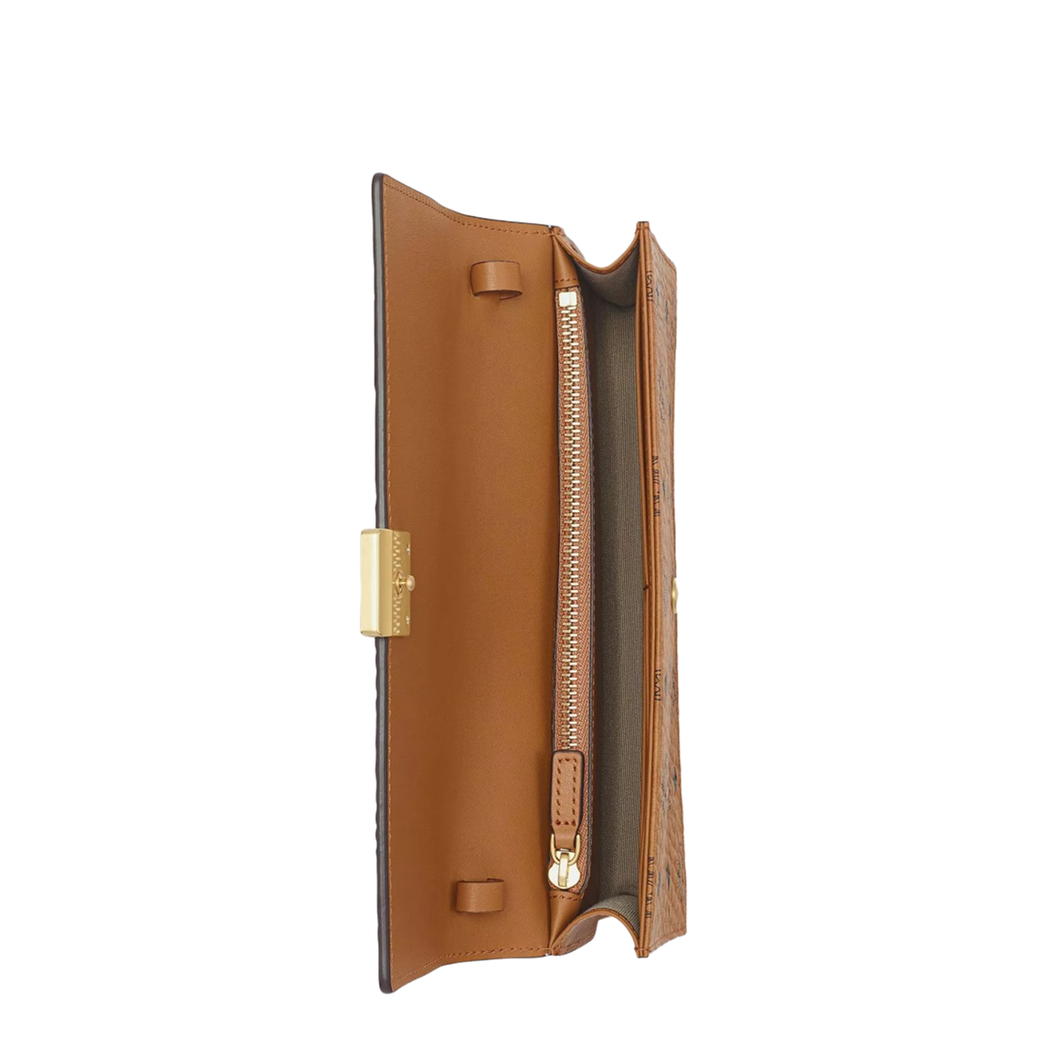 MCM Aren Visetos Crossbody Wallet With Detachable Strap in Cognac - Image 3