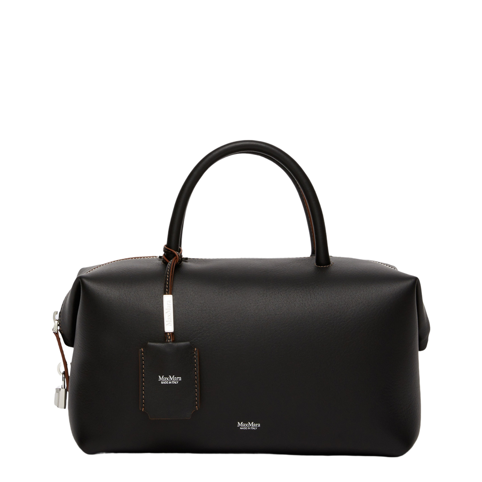 Medium Natural Leather Bowler Bag Black - Image 1