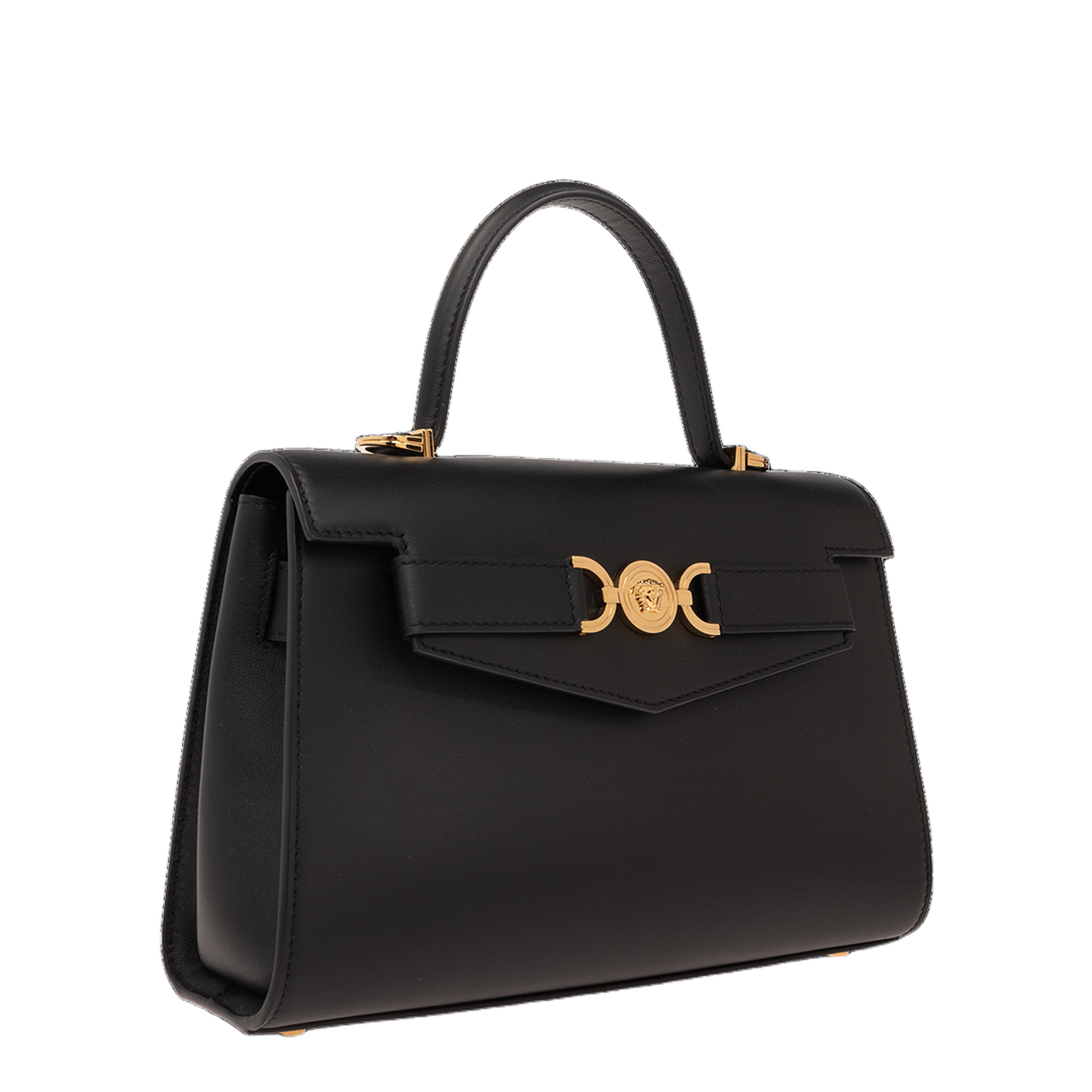 Medusa '95 Calf Leather Top-Handle Bag - Black+Gold - Image 4