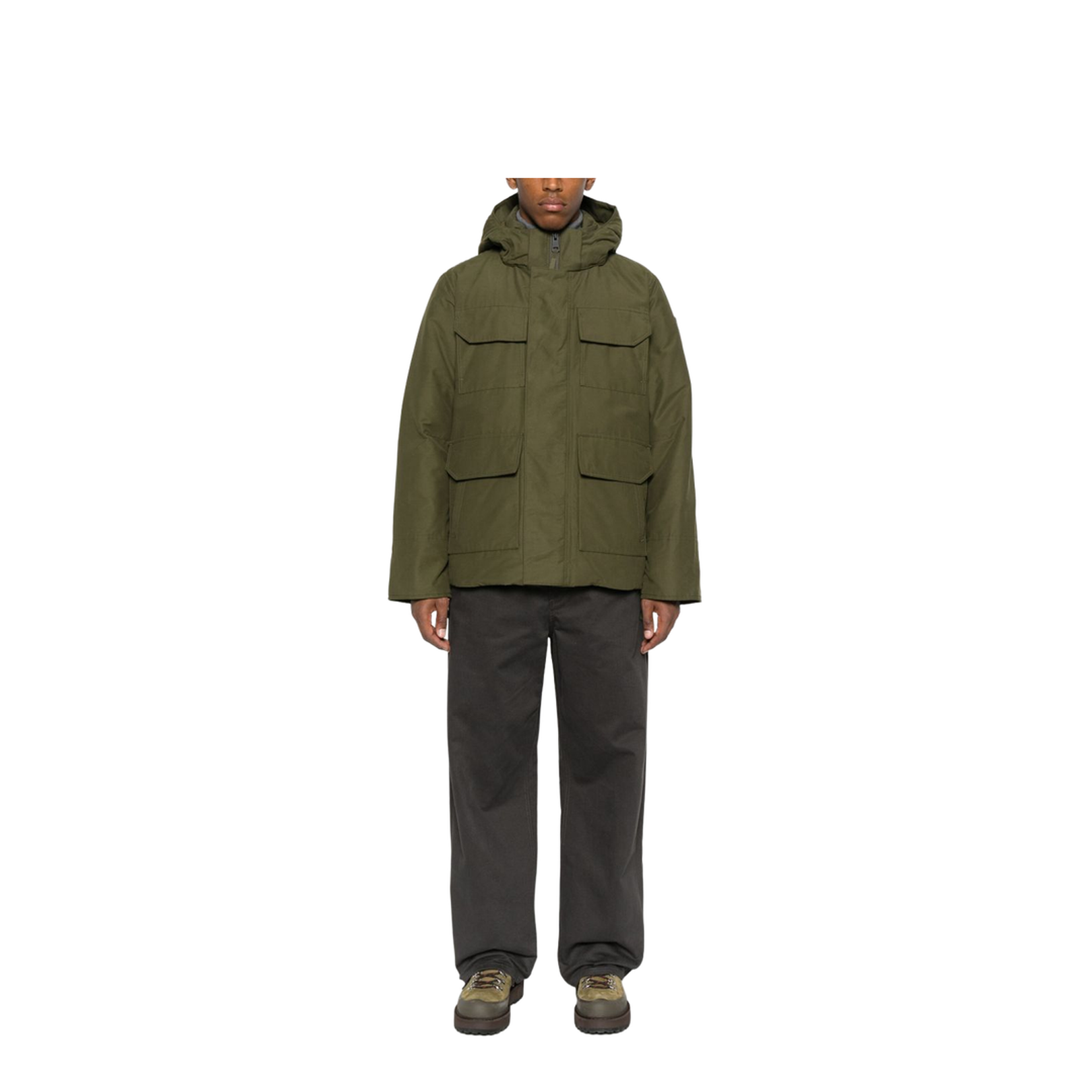 Army Green Cotton Blend Maitland Down Jacket - Image 5