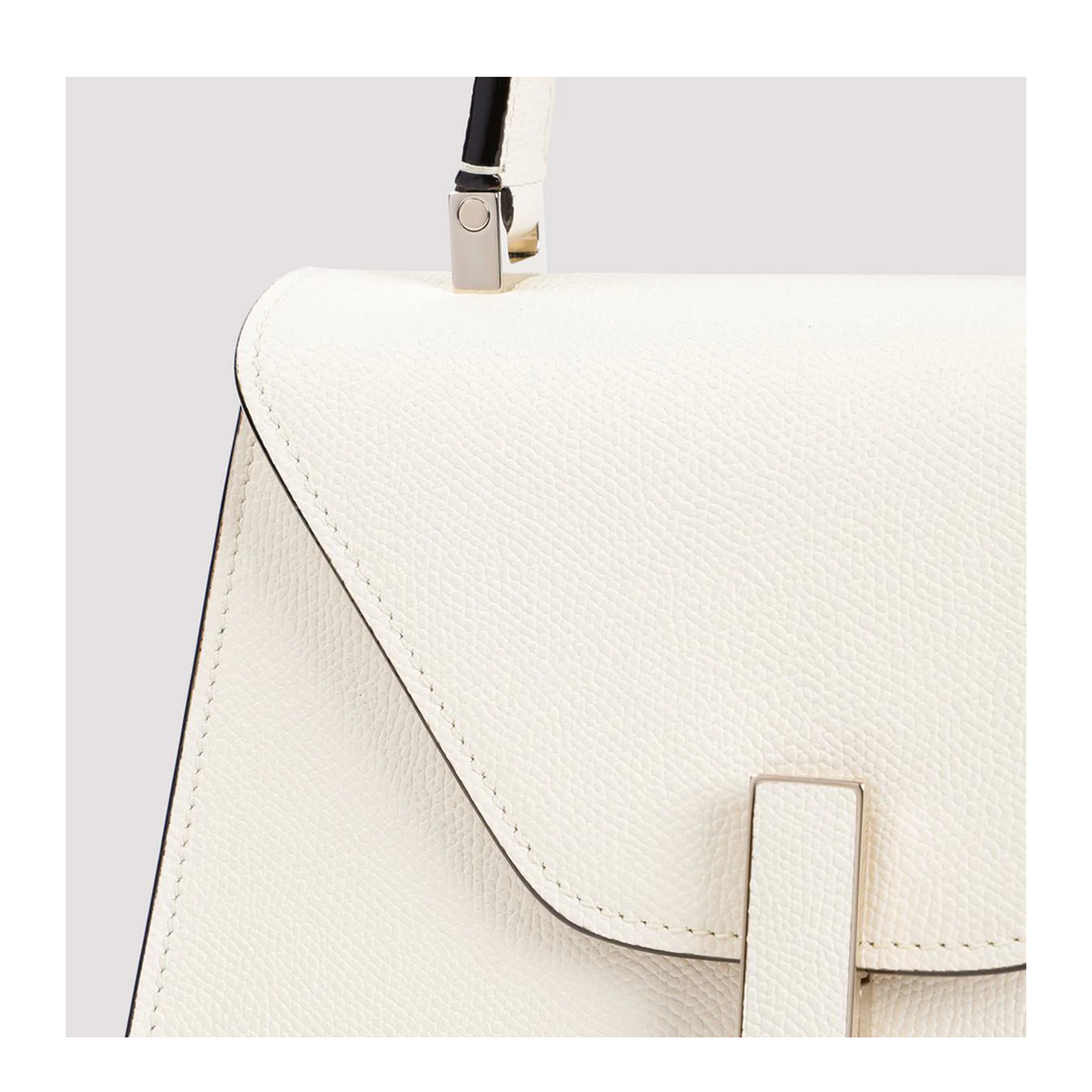 Iside Mini Calfskin Top Handle Bag - Pergamena White - Image 4