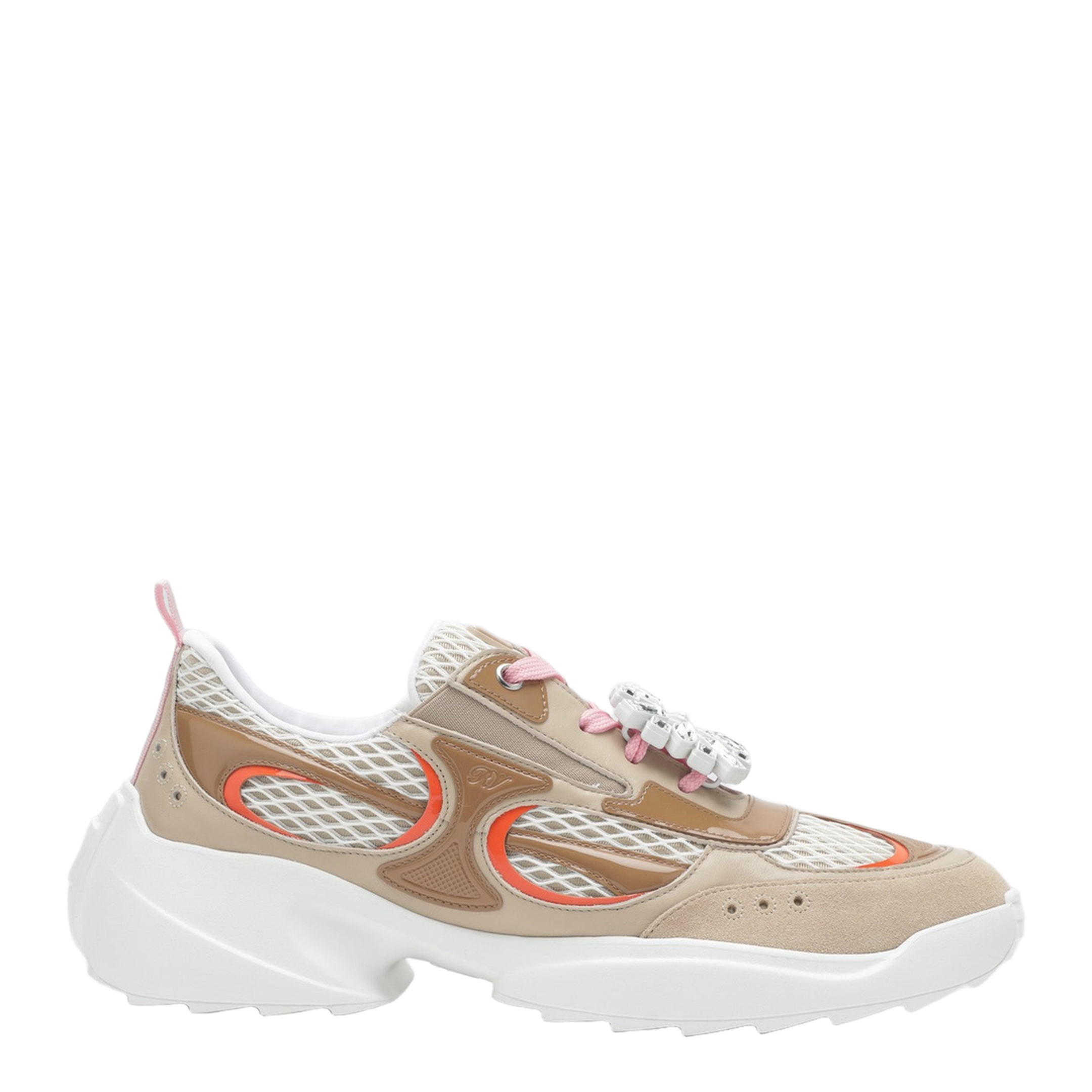 Viv' on the Run Sneakers in Leather and Fabric Beige - Image 1