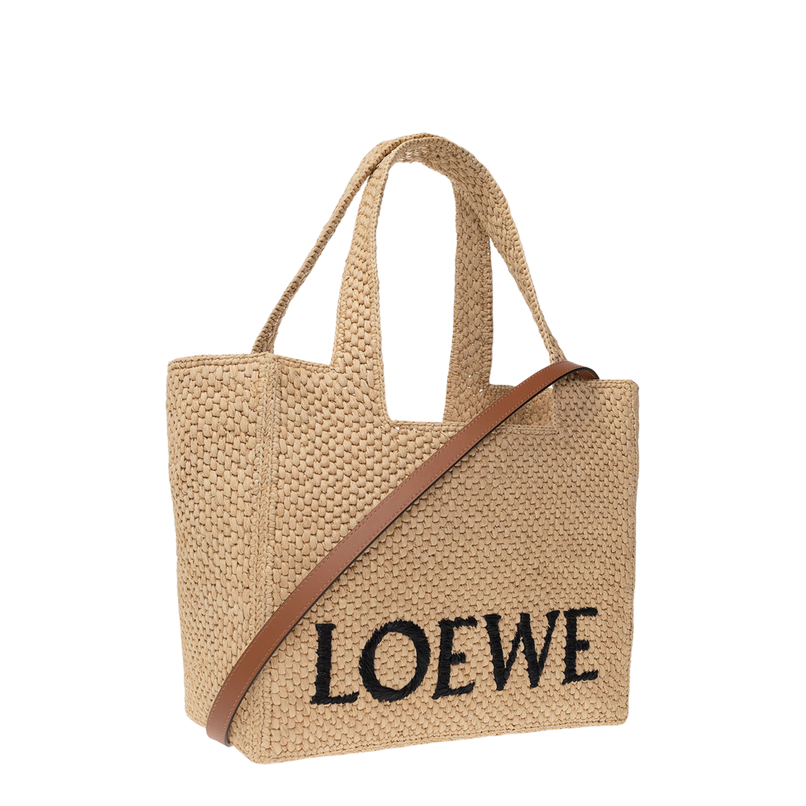 Medium Font Tote Bag Raffia Beige - Image 4