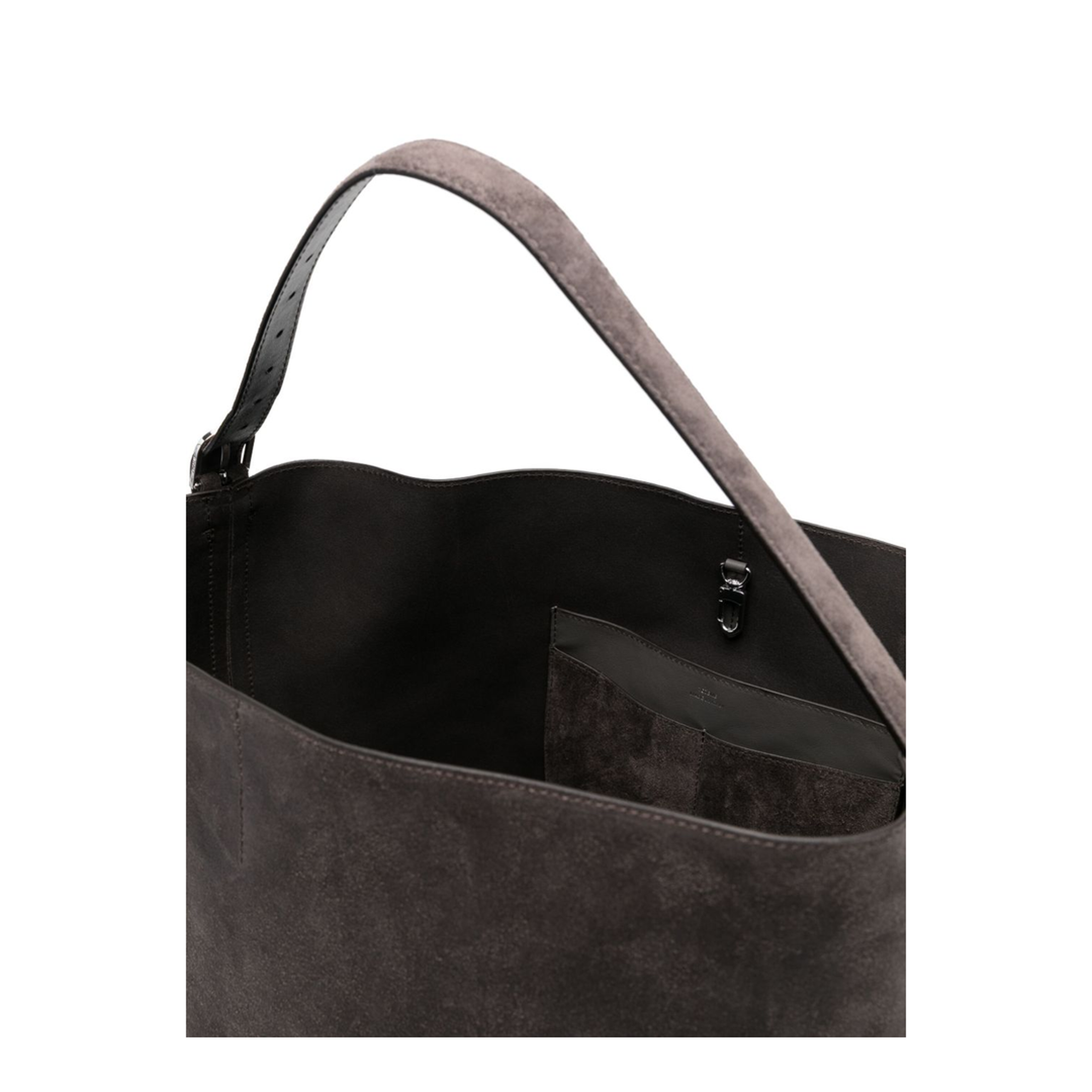 Suede Leather Tote - Grey - Image 3