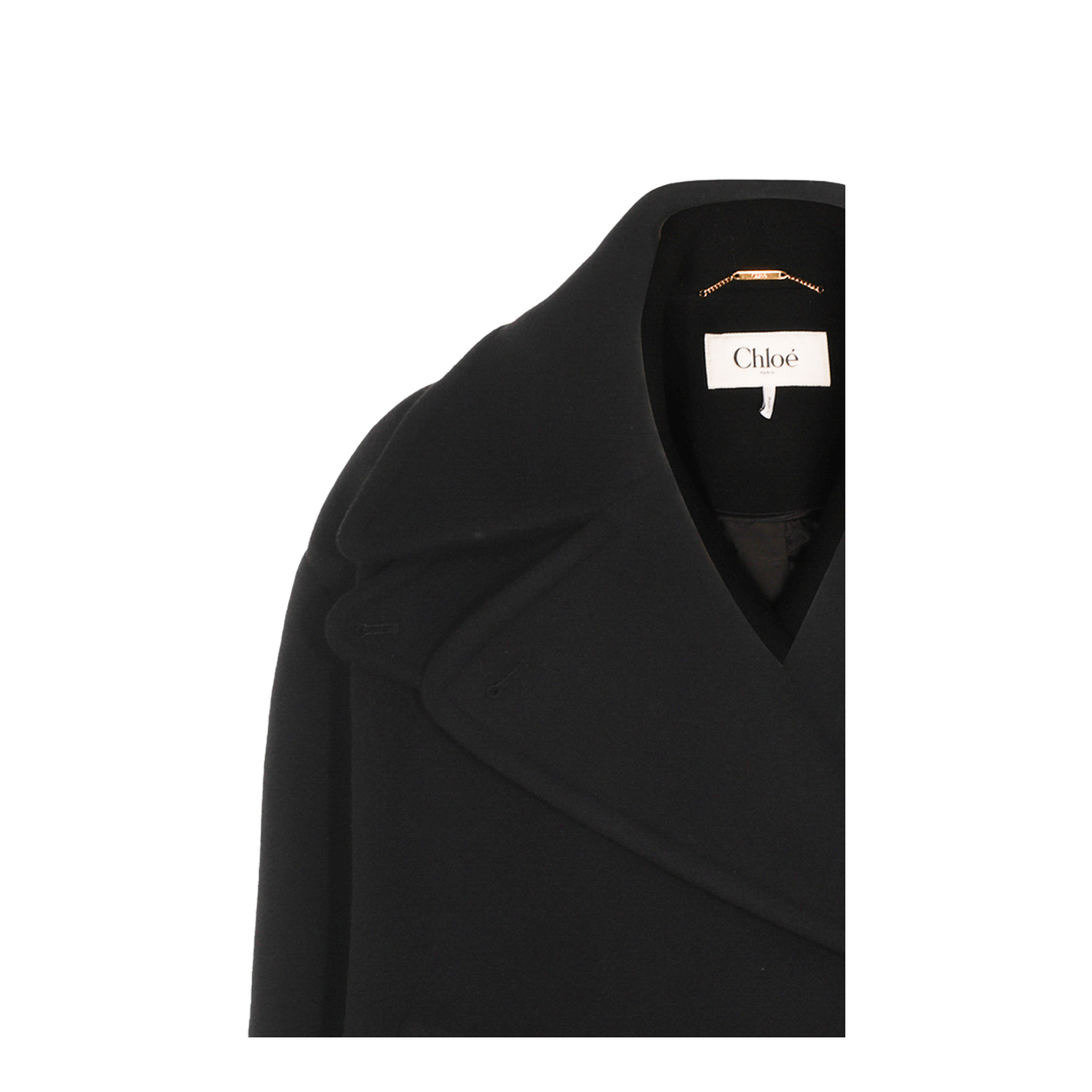 Oversized Wool Short Coat - Black - Image 7