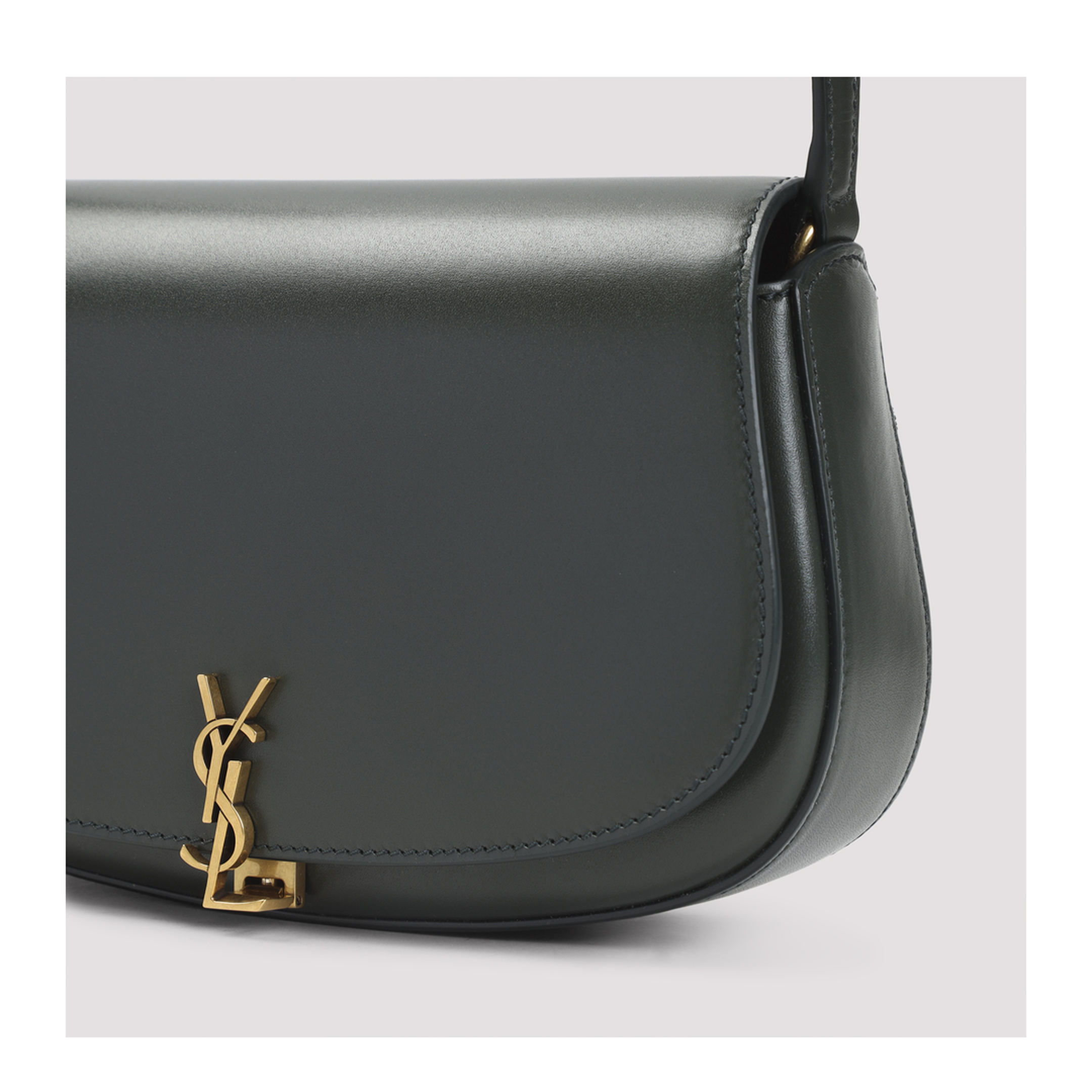 Demi-Lune Lamb Leather Shoulder Bag - Dark Green - Image 5