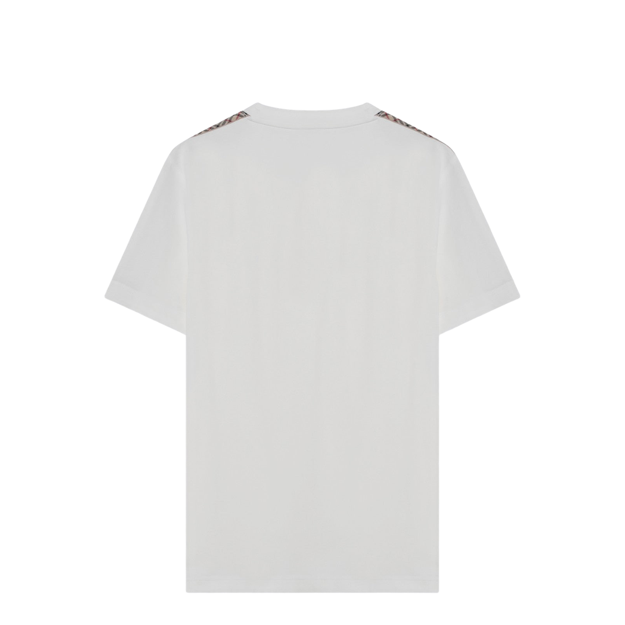 White T-shirt with Check-patterned Stripe - Image 2