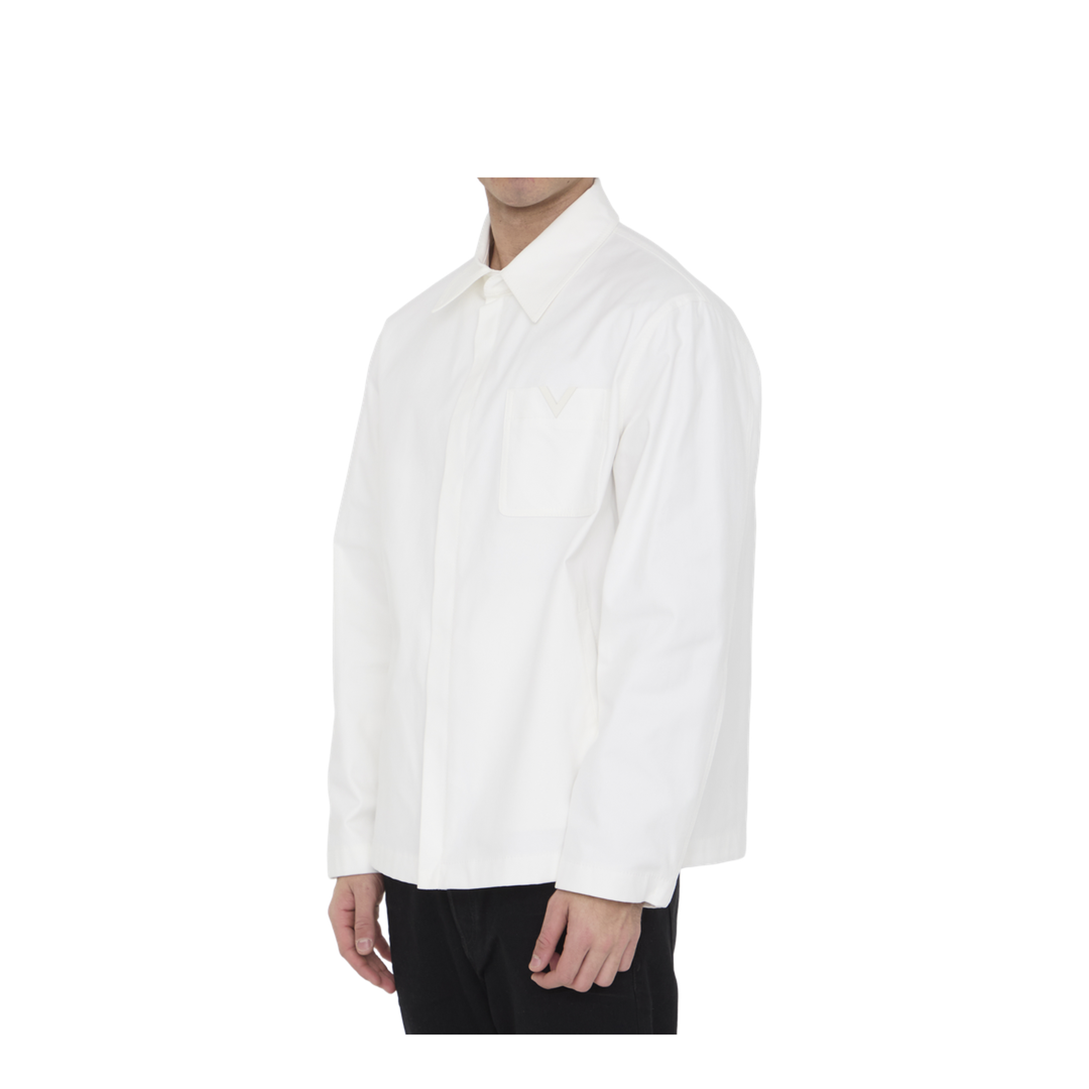White V Logo Detail Shirt in Cotton Blend - Image 2
