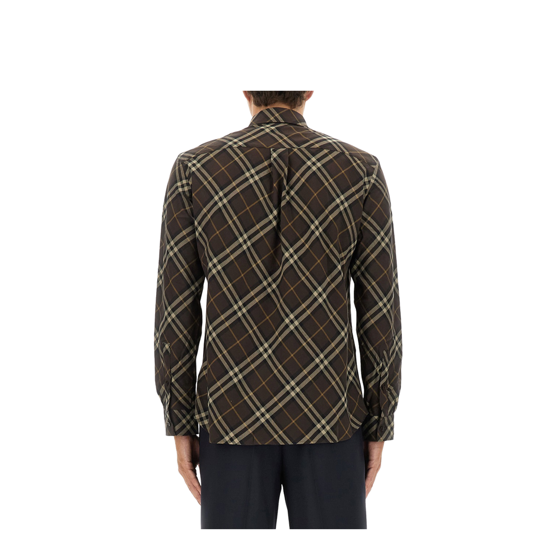 Cotton Shirt With Check Motif In Brown - Image 3