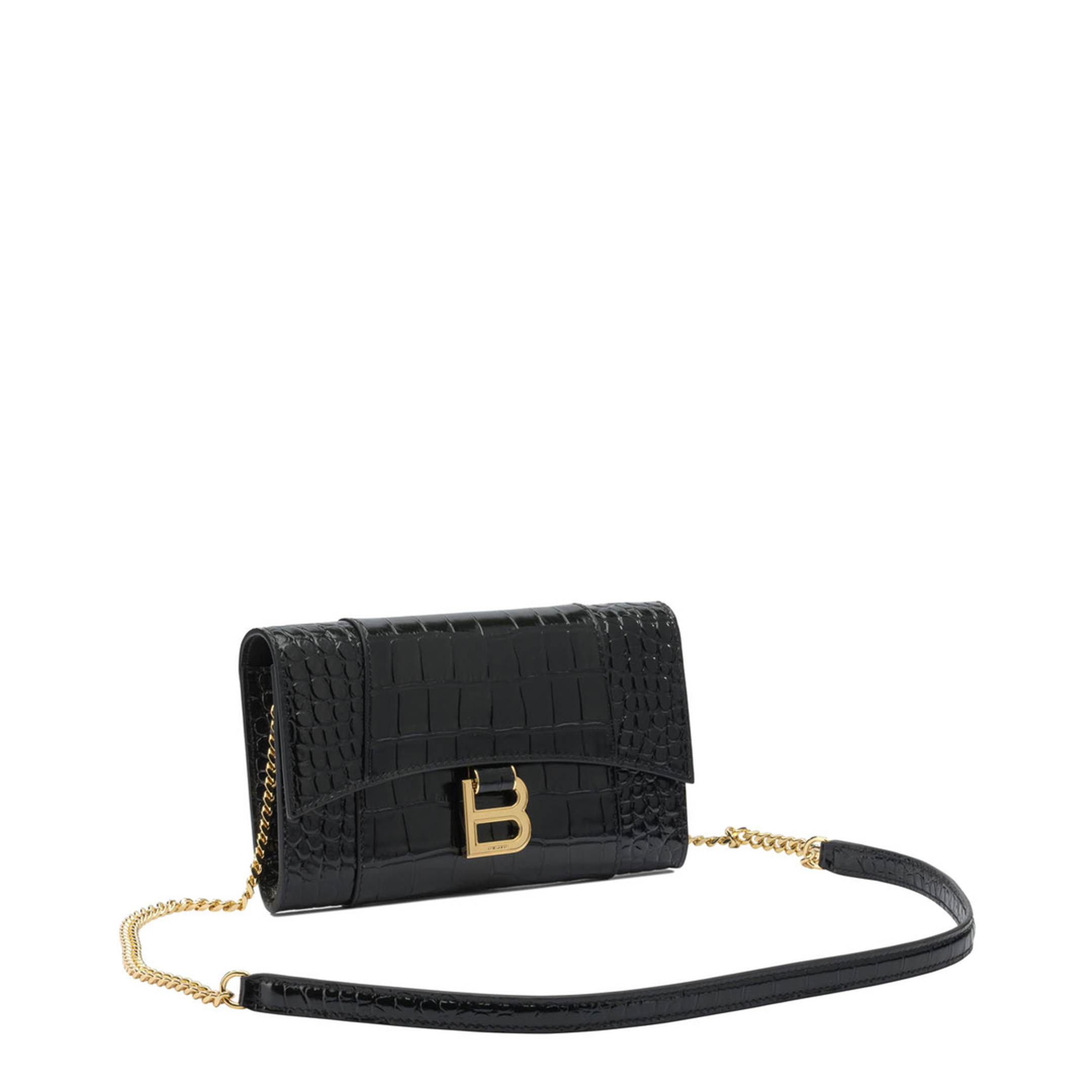 Hourglass Wallet on Chain Calf Leather - Black - Image 2