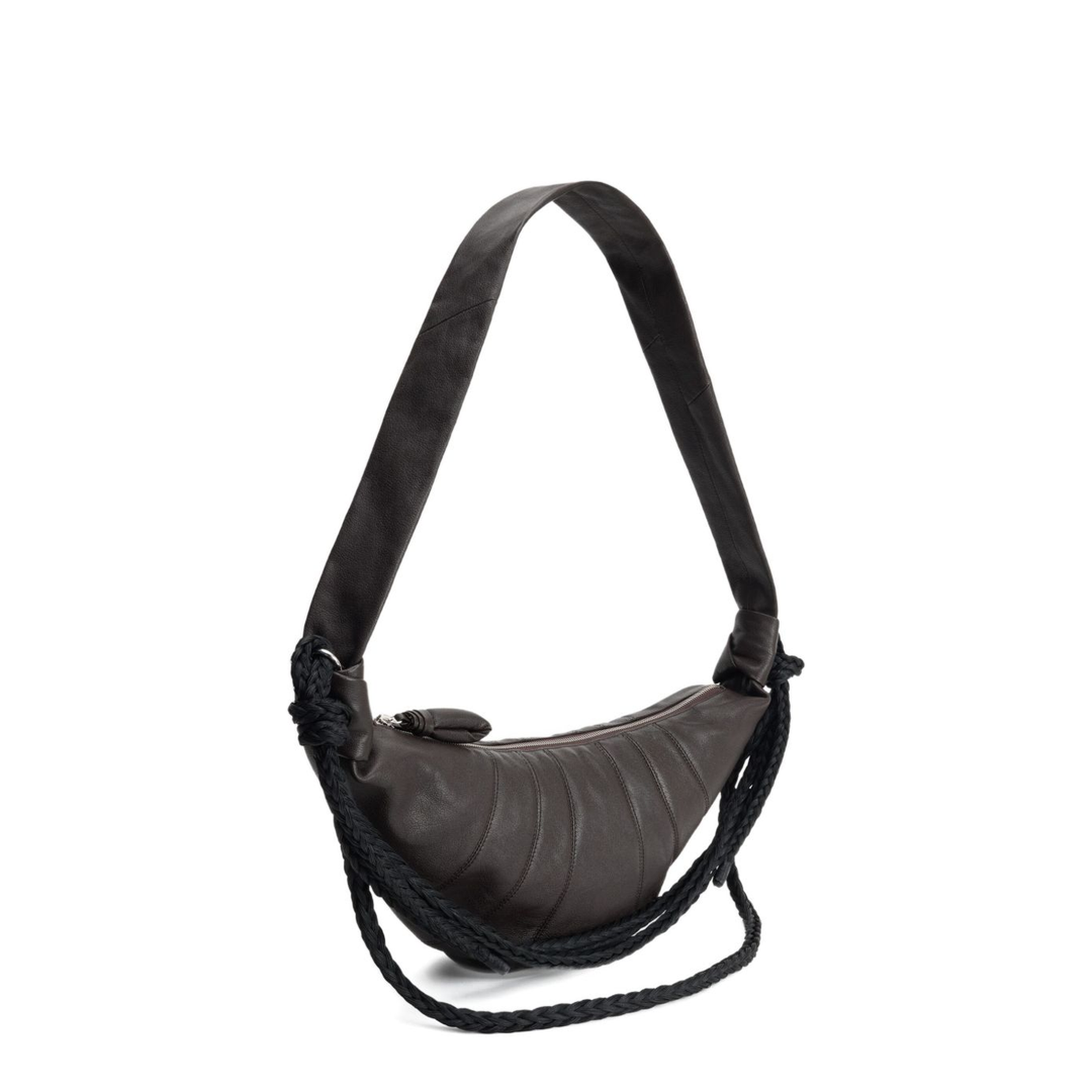 Croissant Medium Leather Shoulder Bag - Dark Brown - Image 3
