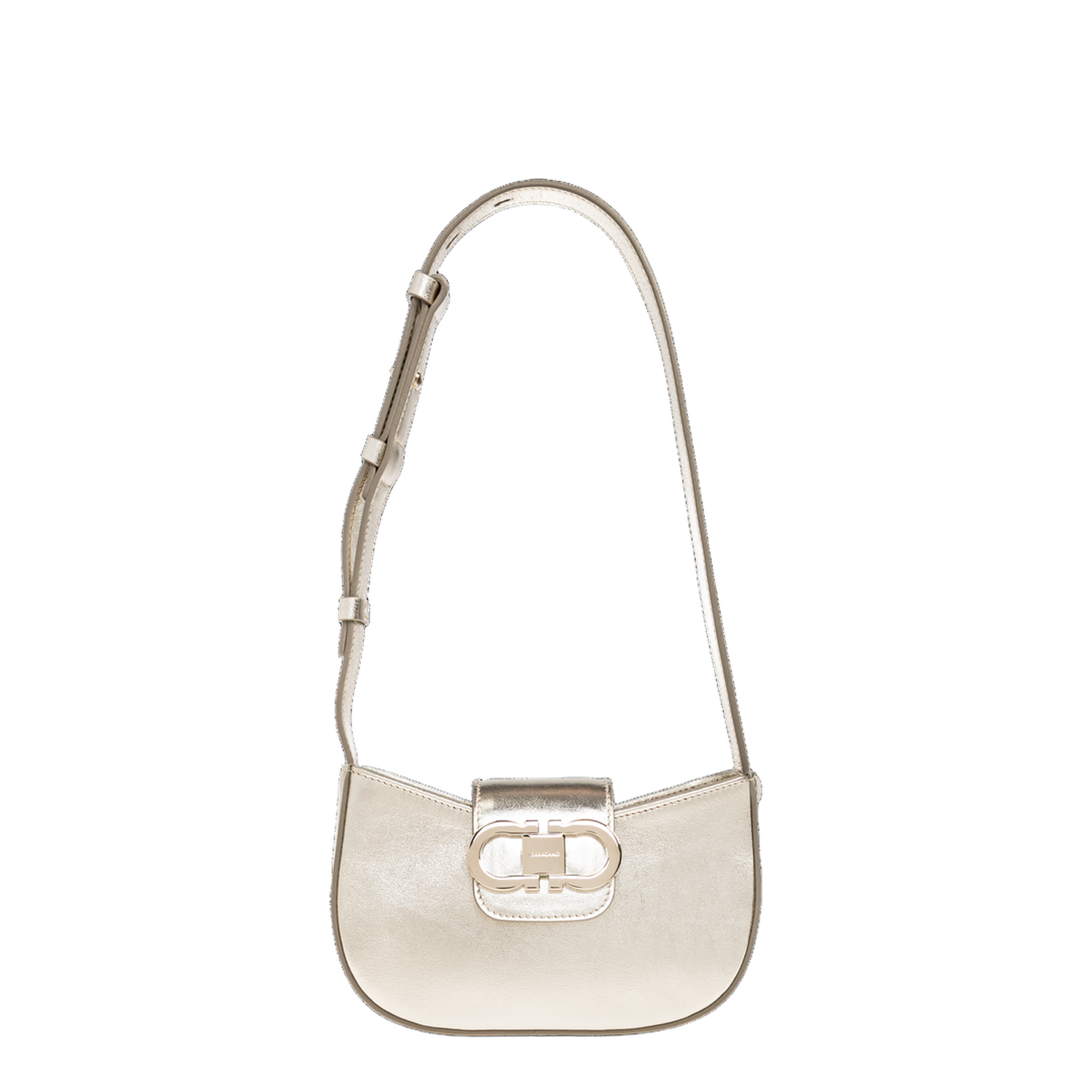 Double Gancini Mini Leather Shoulder Bag - Champagne - Image 1