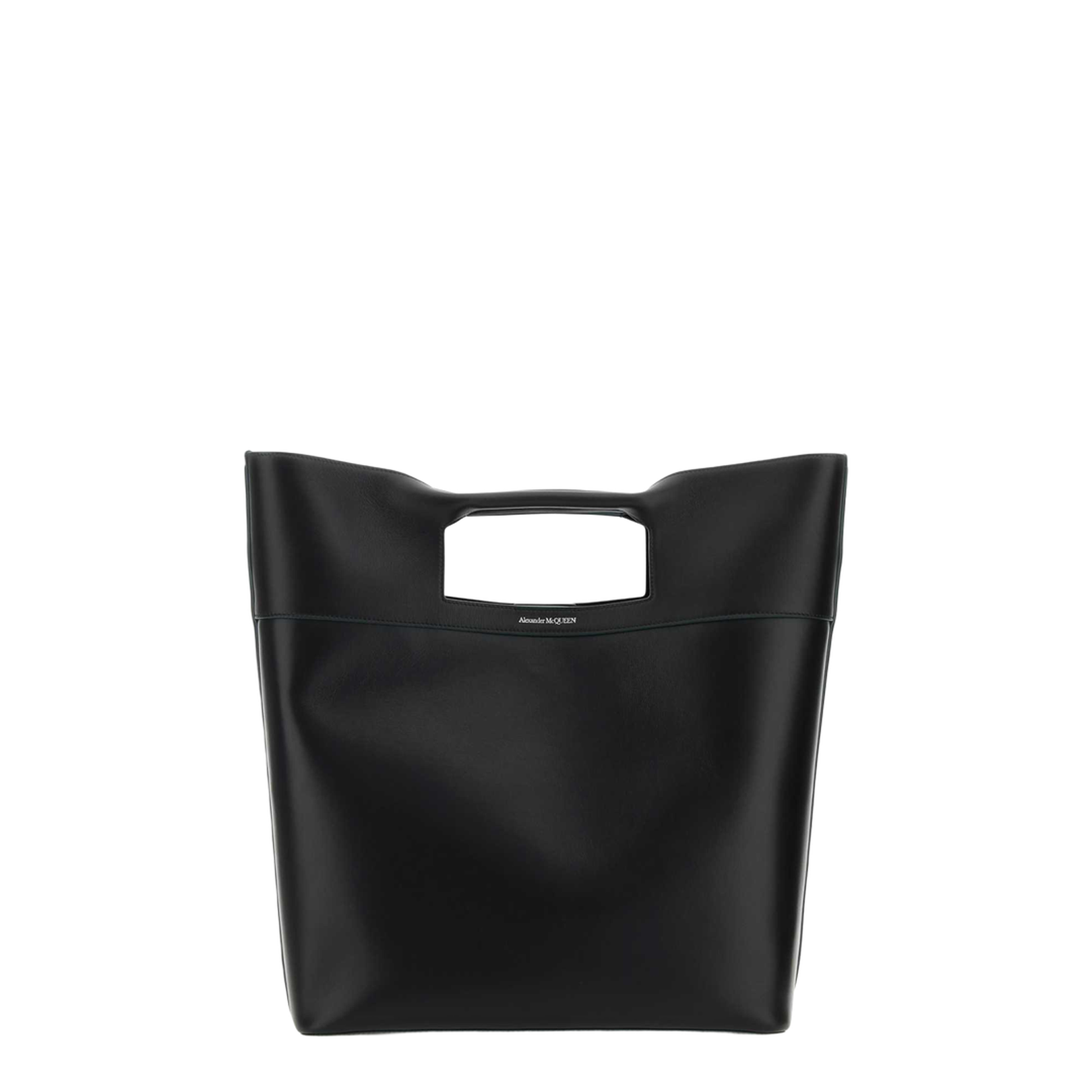 Square Bow Small Calfskin Shopping Bag - Black - Image 2