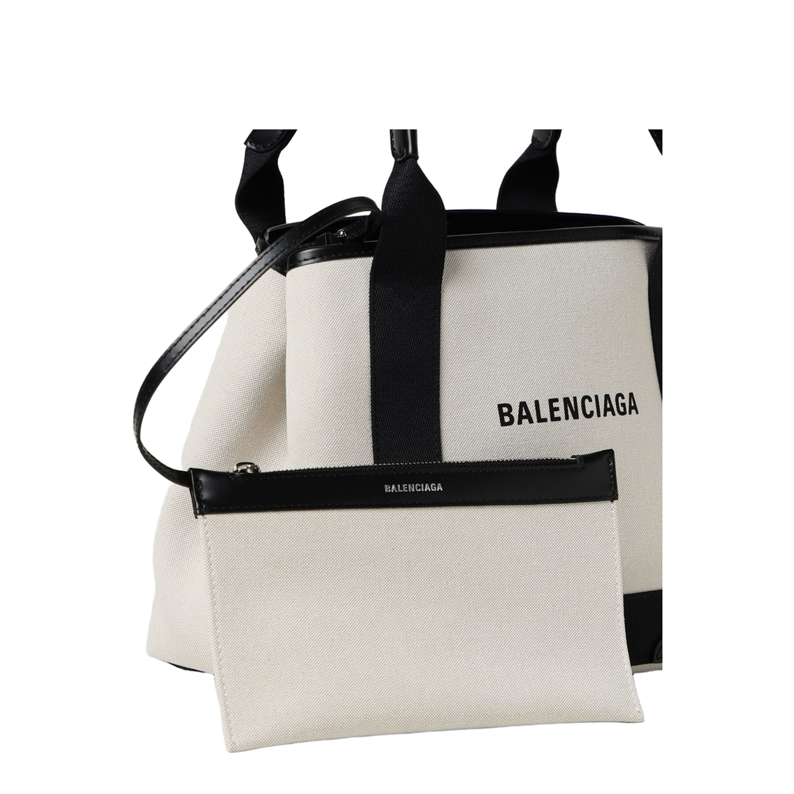 Navy Small Cabas in Beige - Image 5