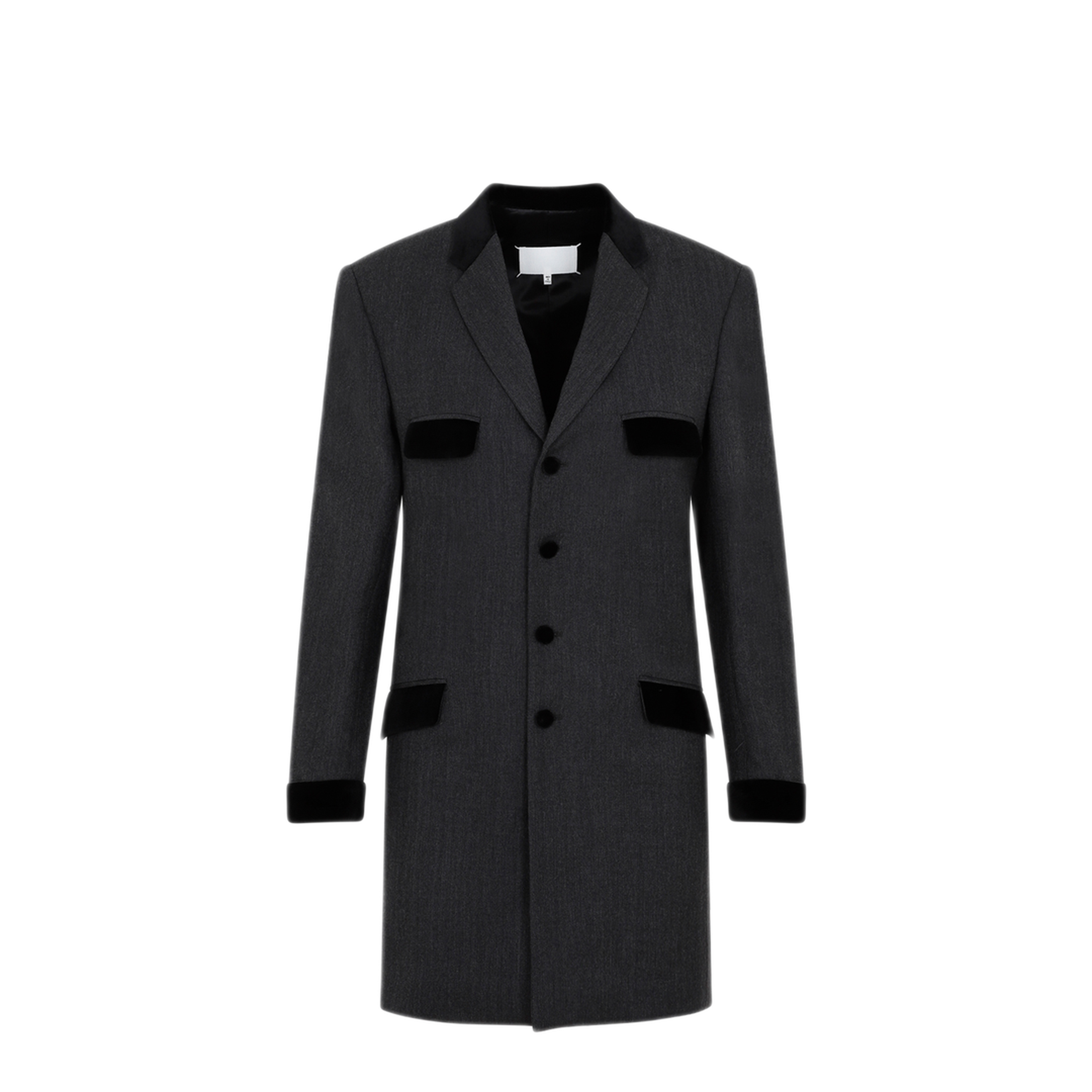 Charcoal Gray Wool Long Jacket - Image 2