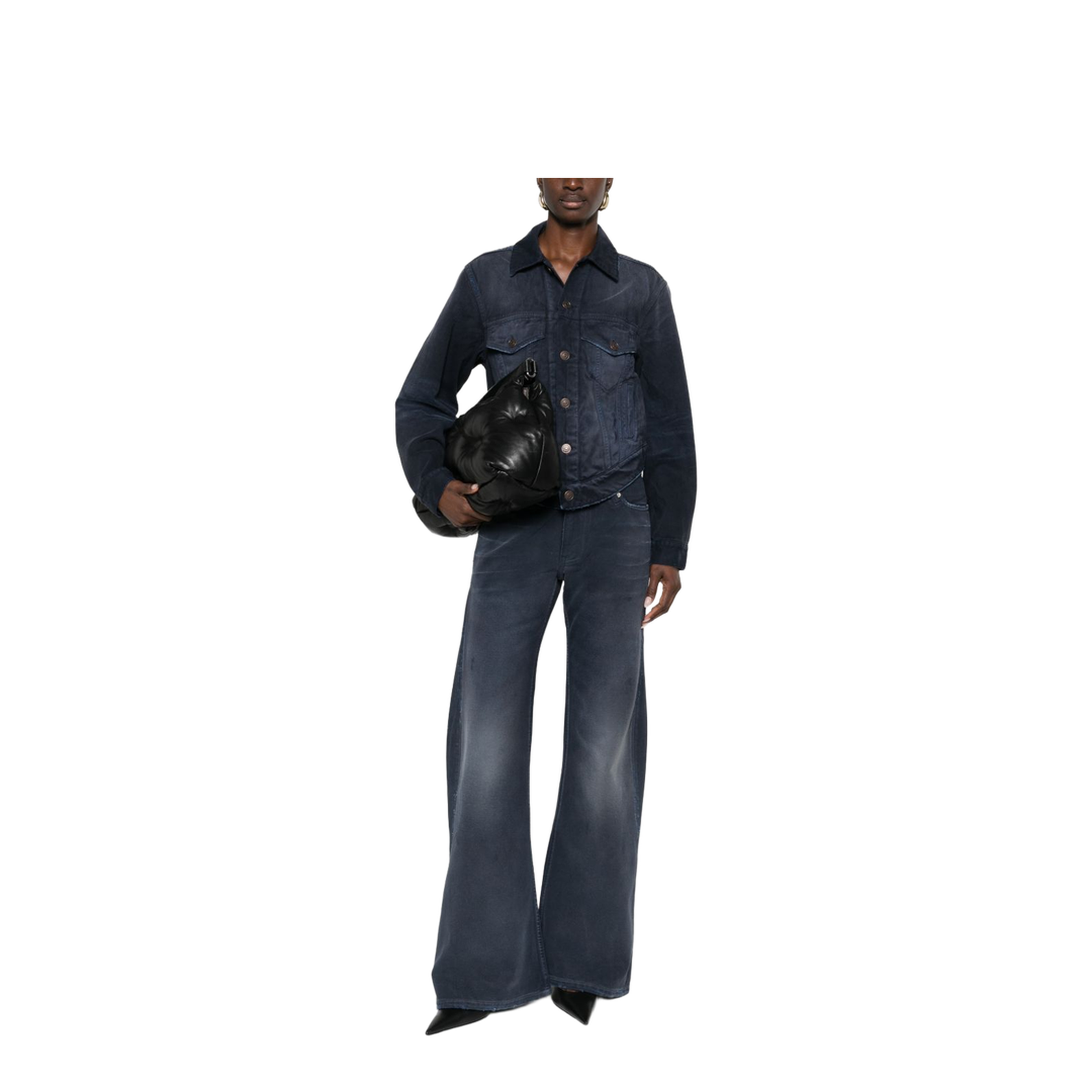 Curved Waist Pants in Navy/Dirty Dark - Image 4