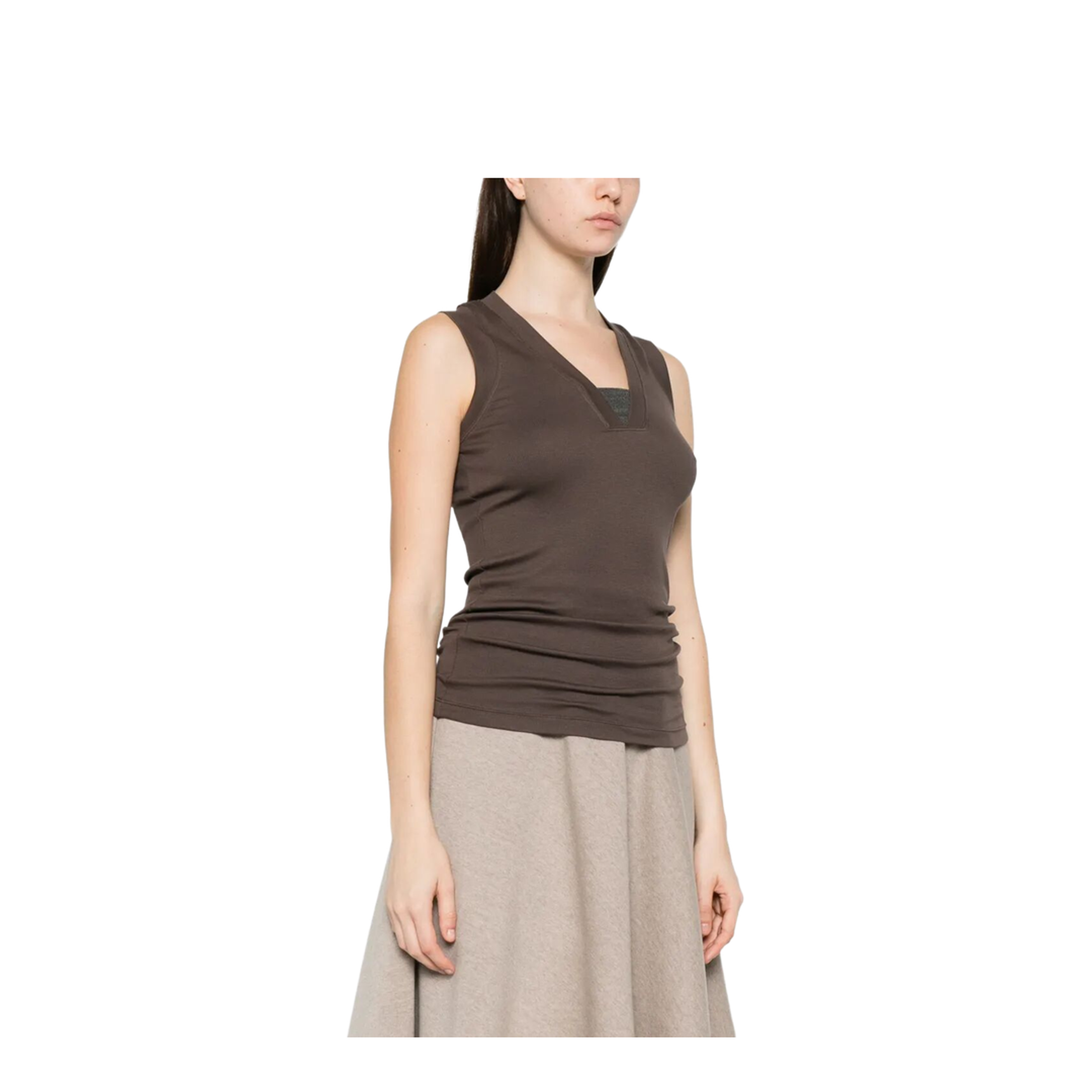 Stretch Cotton Jersey Tank Top with Precious Faux-Layering - Image 8