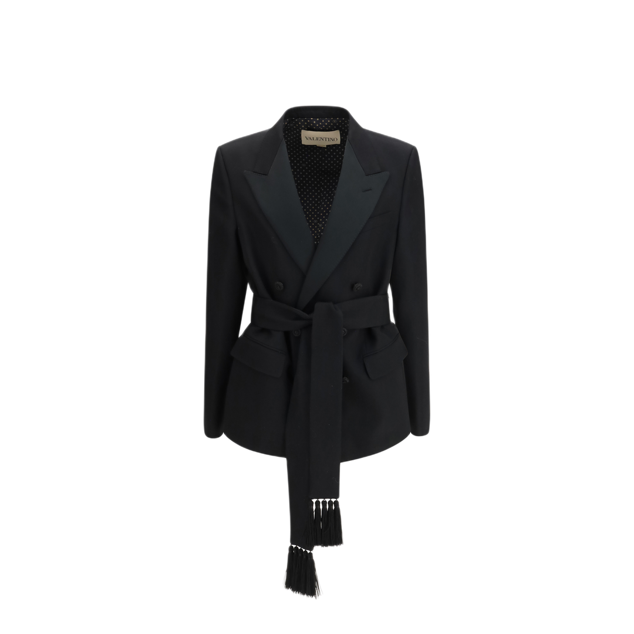 Double-breasted Virgin Wool Blazer with Belt - Image 1