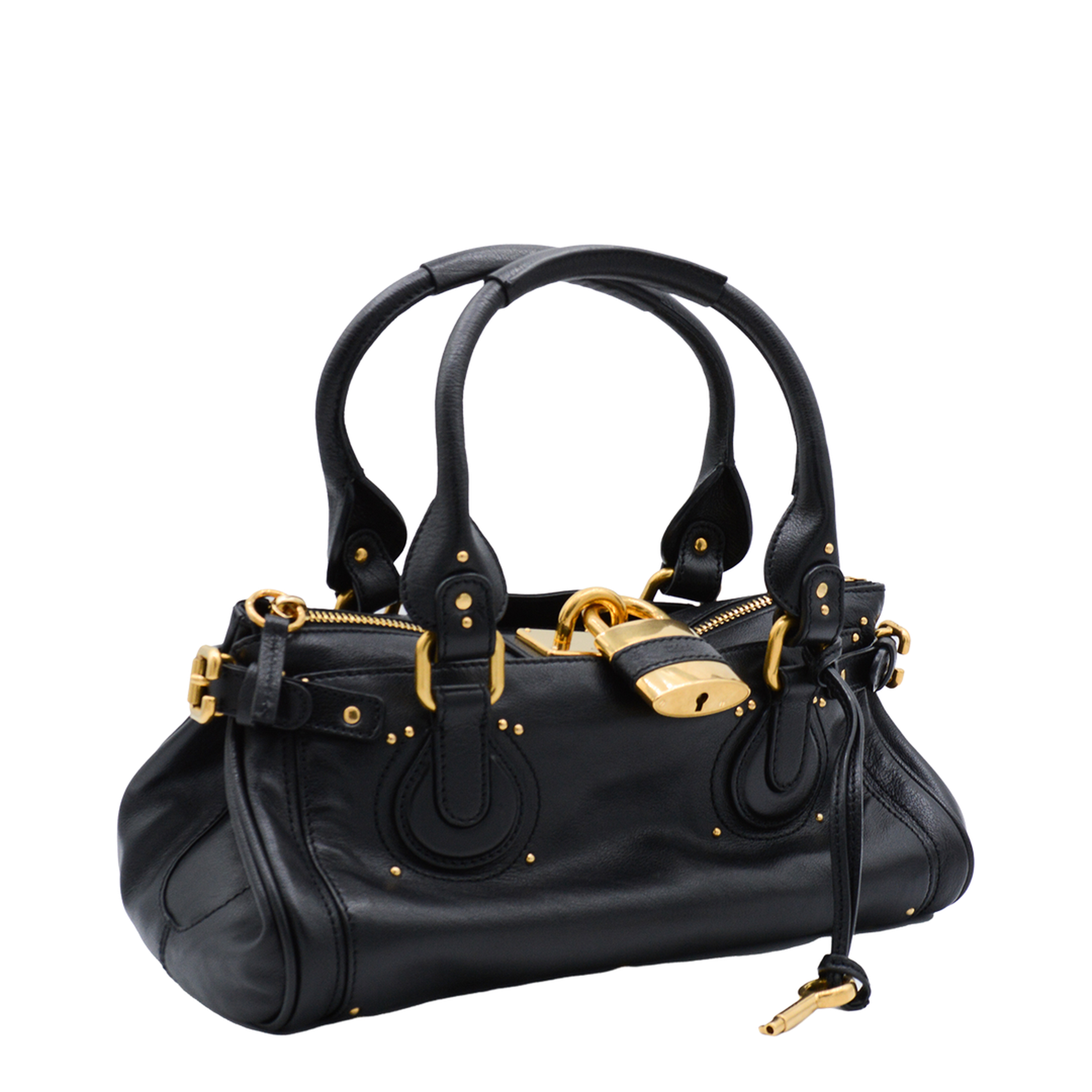 Paddington Grained Buffalo Leather Shoulder Bag - Black - Image 3