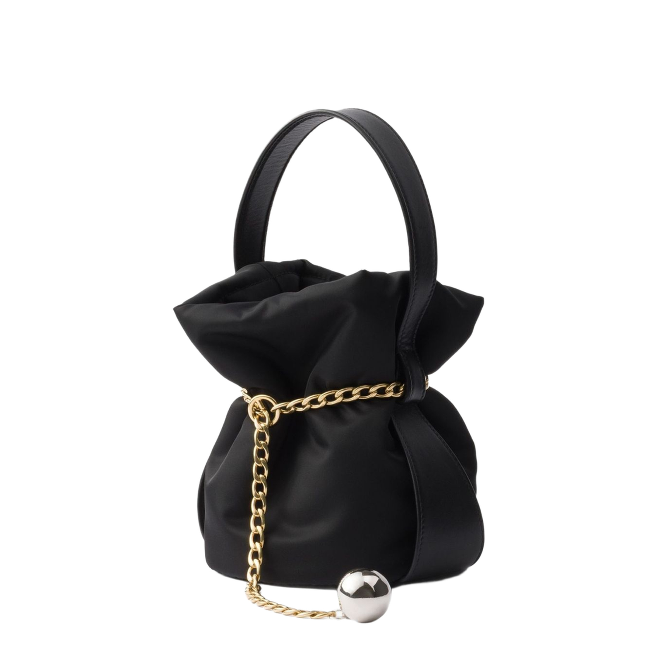 Petit Sac Noir Mini Re-Nylon and Nappa Leather Bucket Bag - Black - Image 3