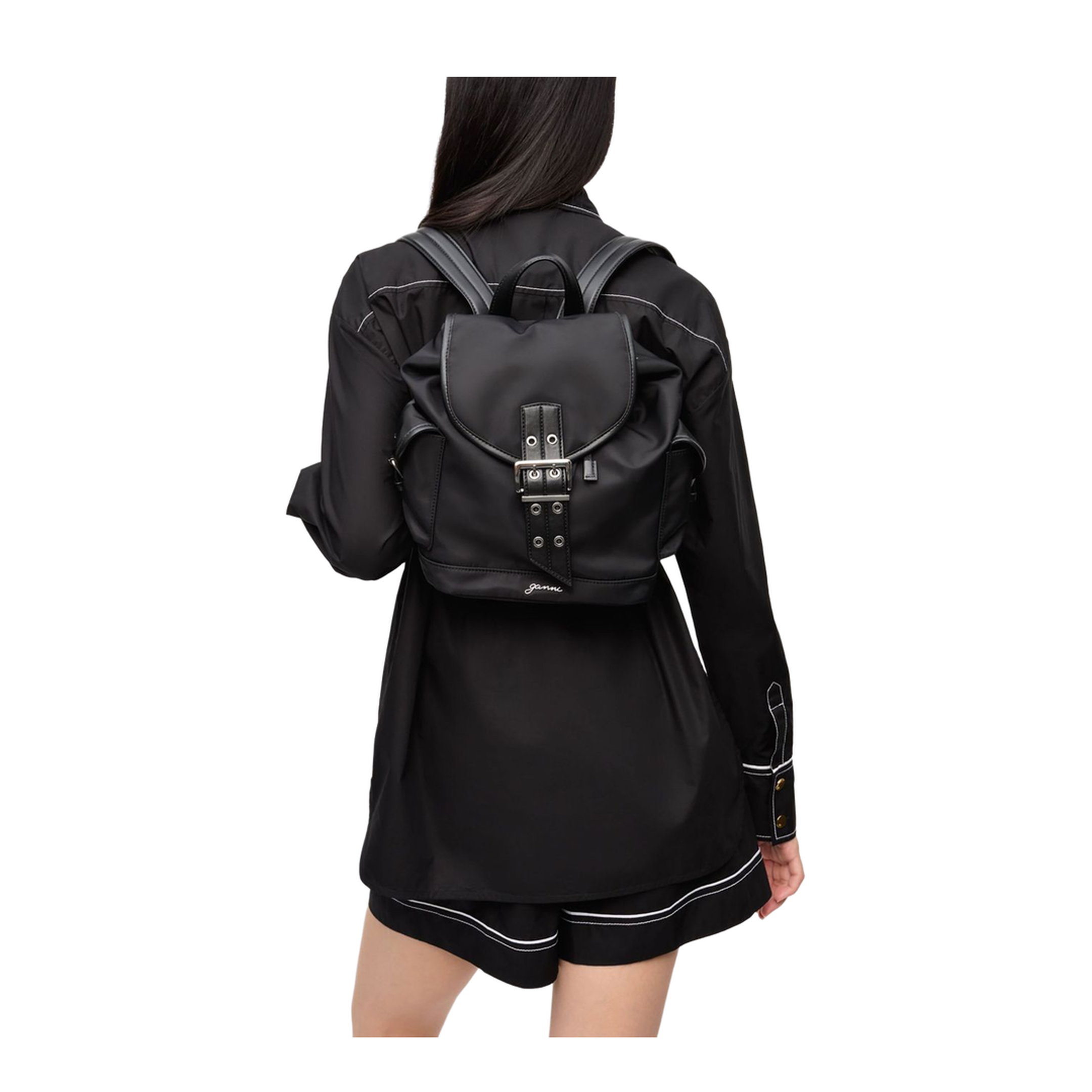 Bucky Small Nylon Backpack - Black - Image 3