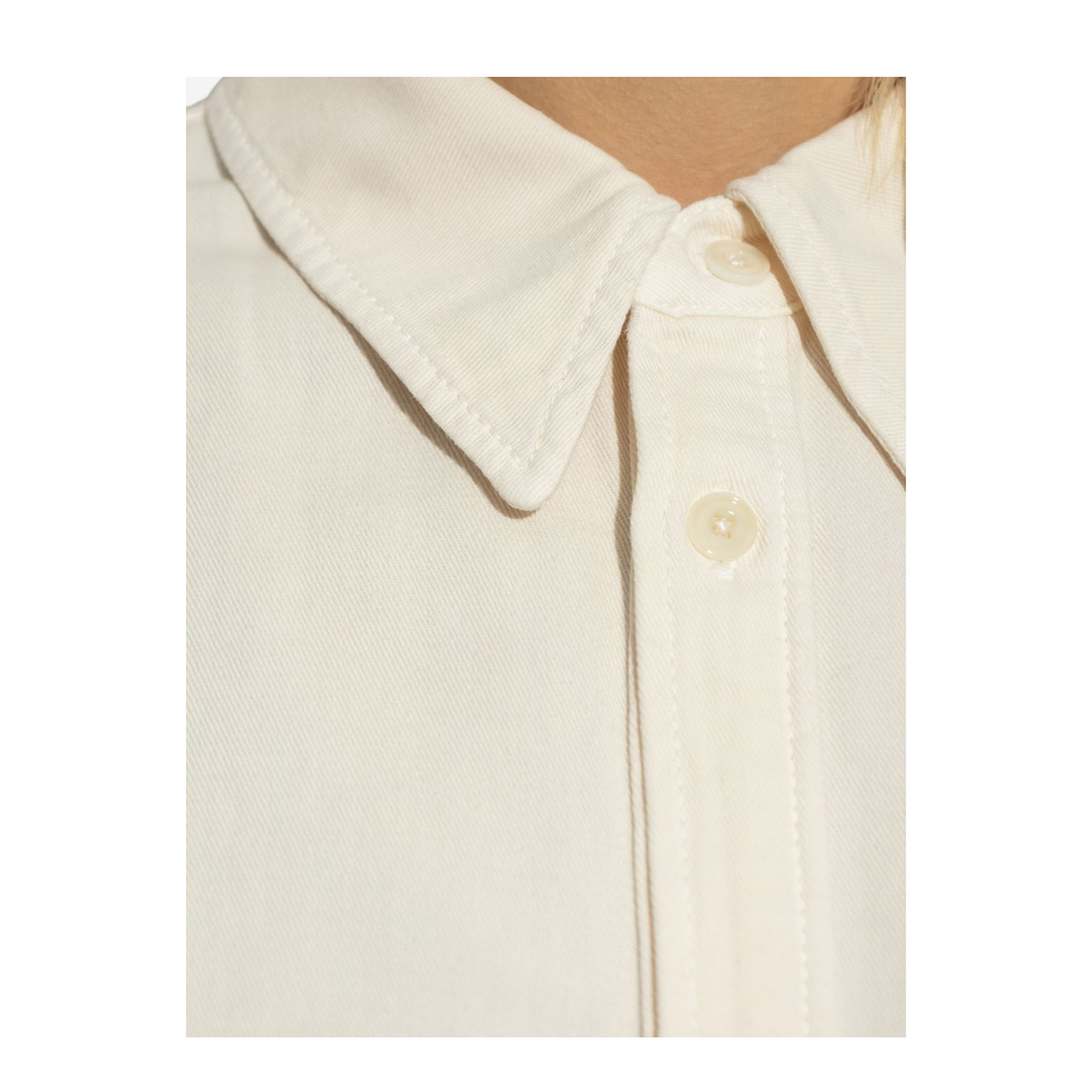 Light Beige Front Button Fastening Classic Collar Drop Shoulder Buttoned Cuffs - Image 3