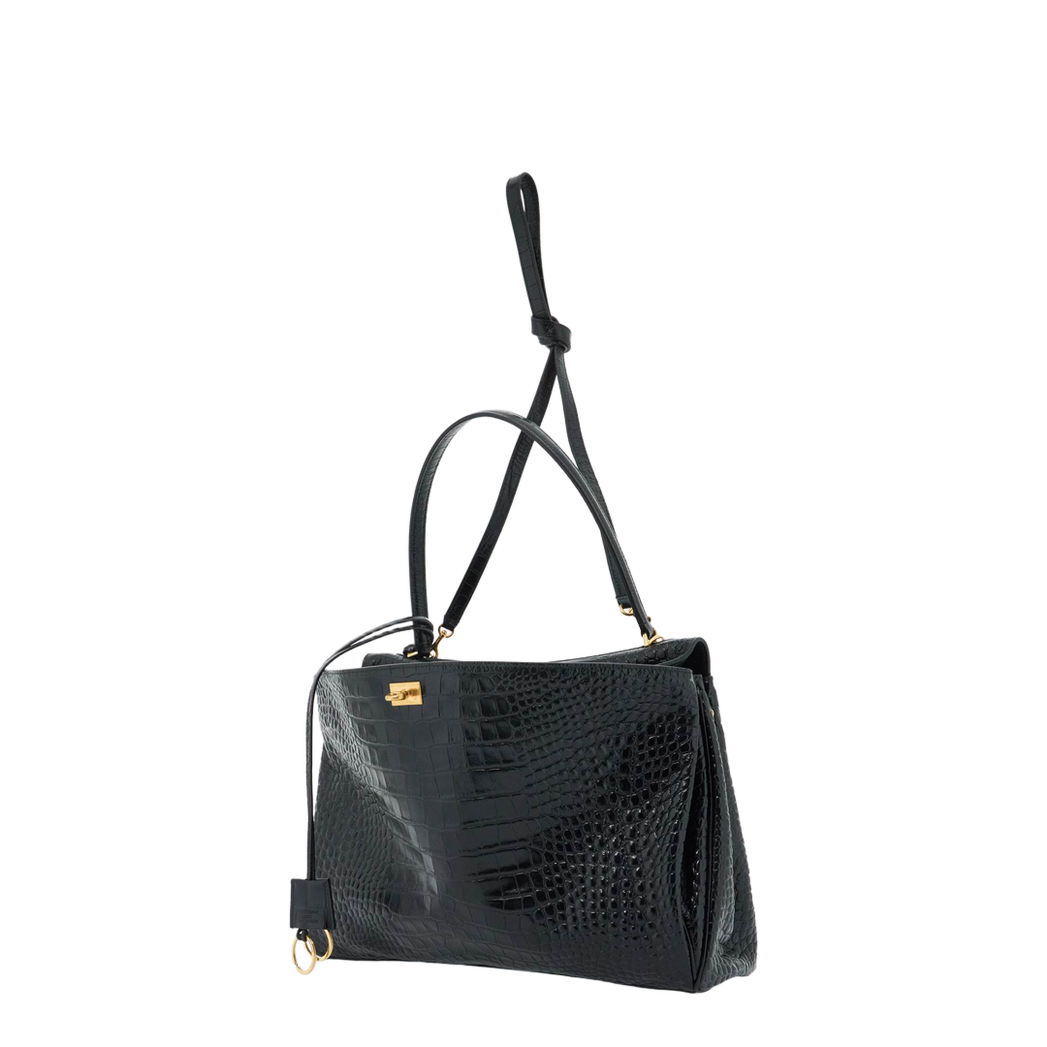 Rodeo Large Calf Leather Handbag - Black - Image 3