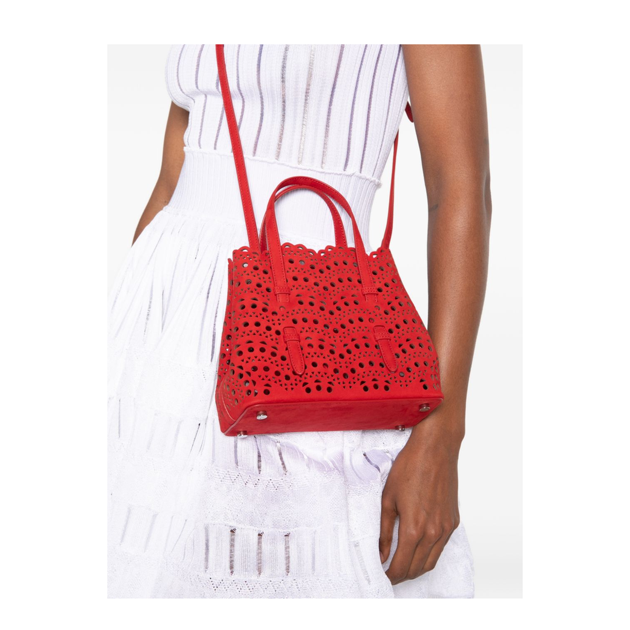 Mina 20 Nubuck Shoulder Bag - Red - Image 5