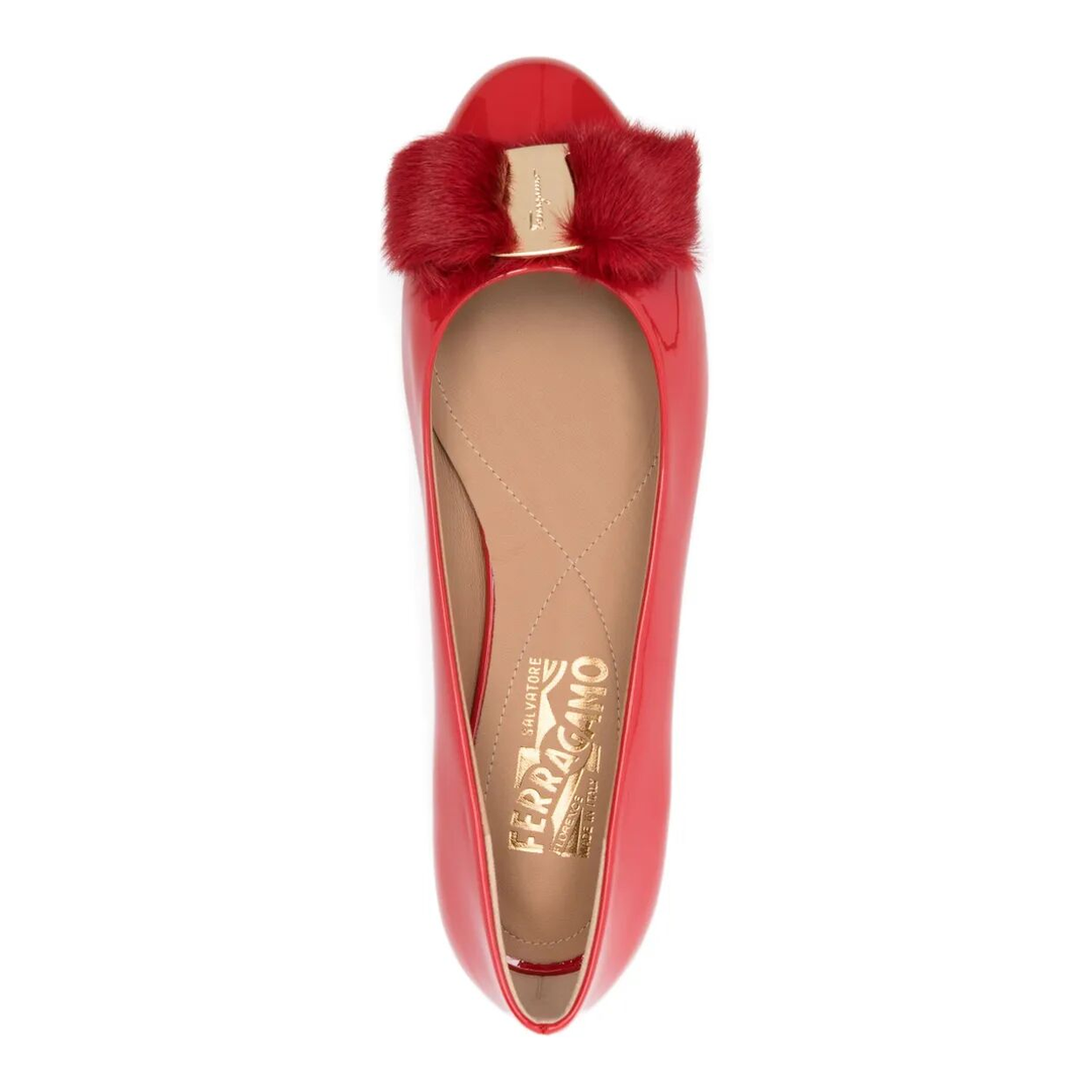 Varina Fur Patent Leather Ballet Flats - Image 4