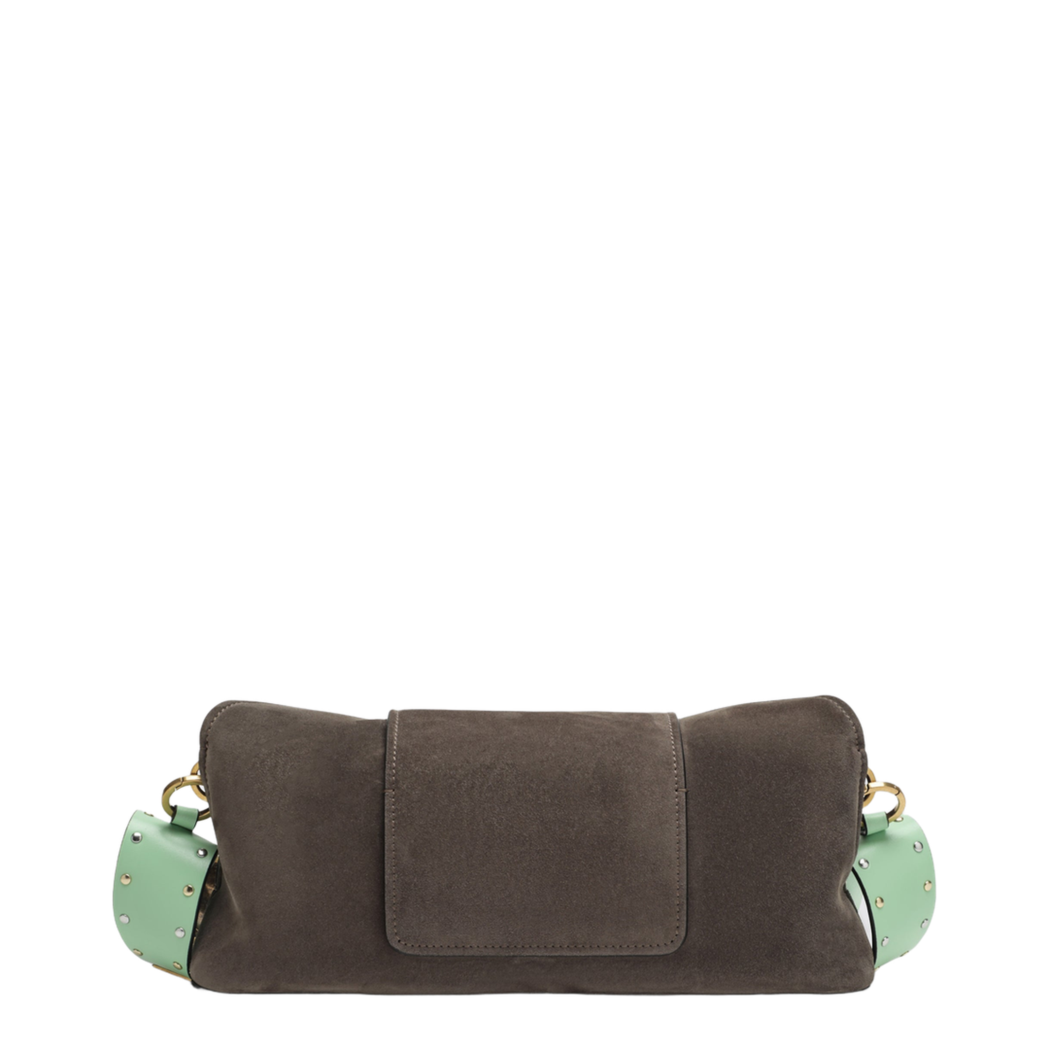 Vivian Pouch in Taupe/Mint Suede - Image 2